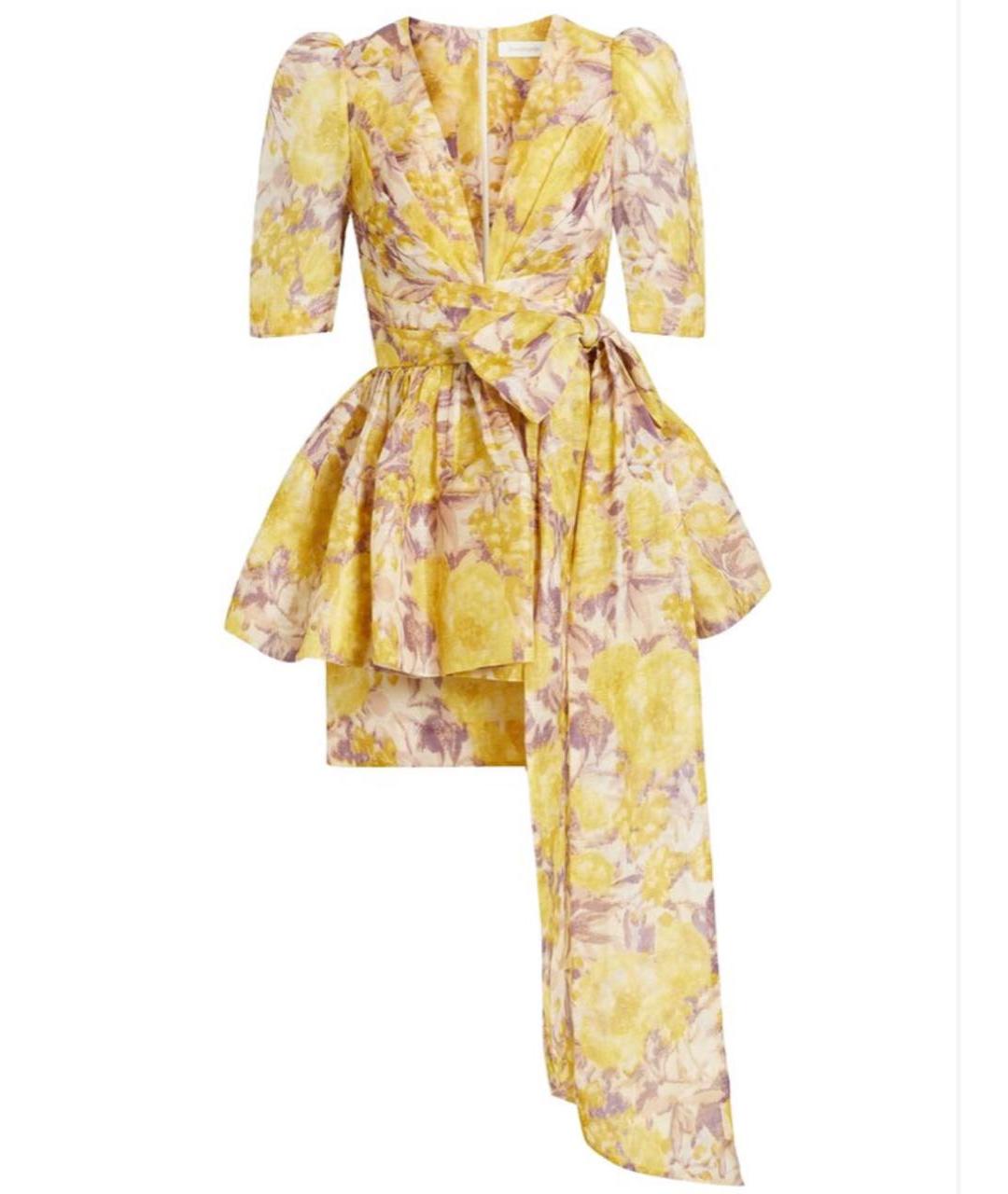 ZIMMERMANN Желтое льняное вечернее платье, фото 5