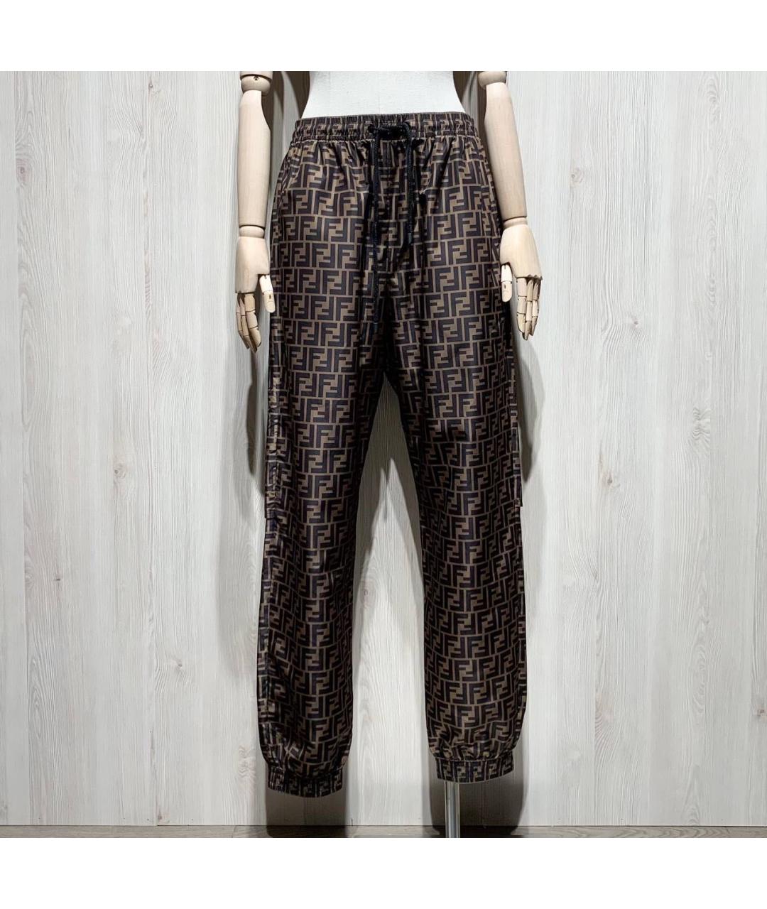 FENDI Мульти полиэстеровые прямые брюки, фото 6