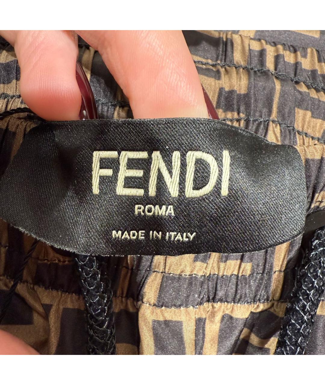 FENDI Мульти полиэстеровые прямые брюки, фото 3