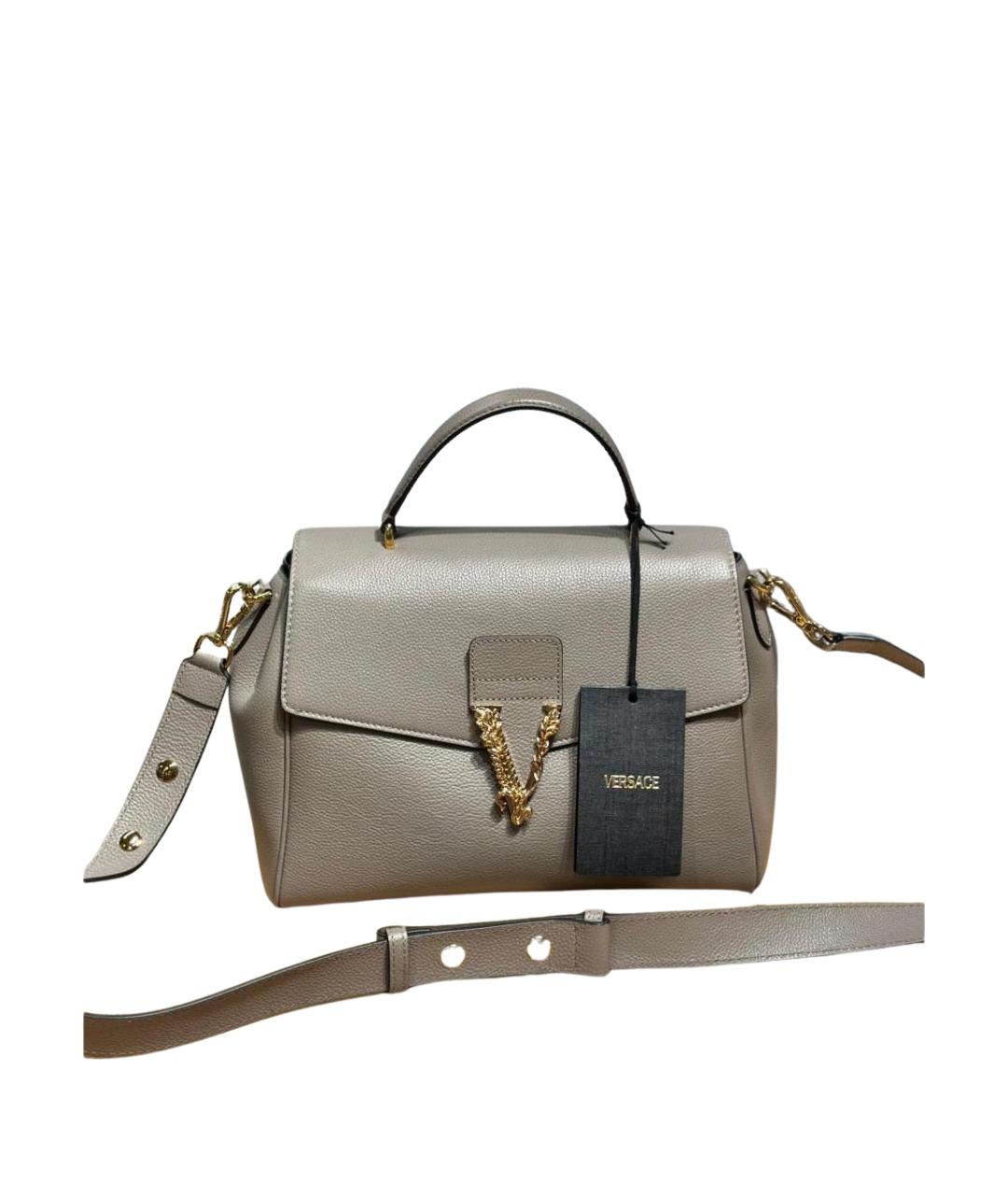 VERSACE Серая кожаная сумка через плечо, фото 4