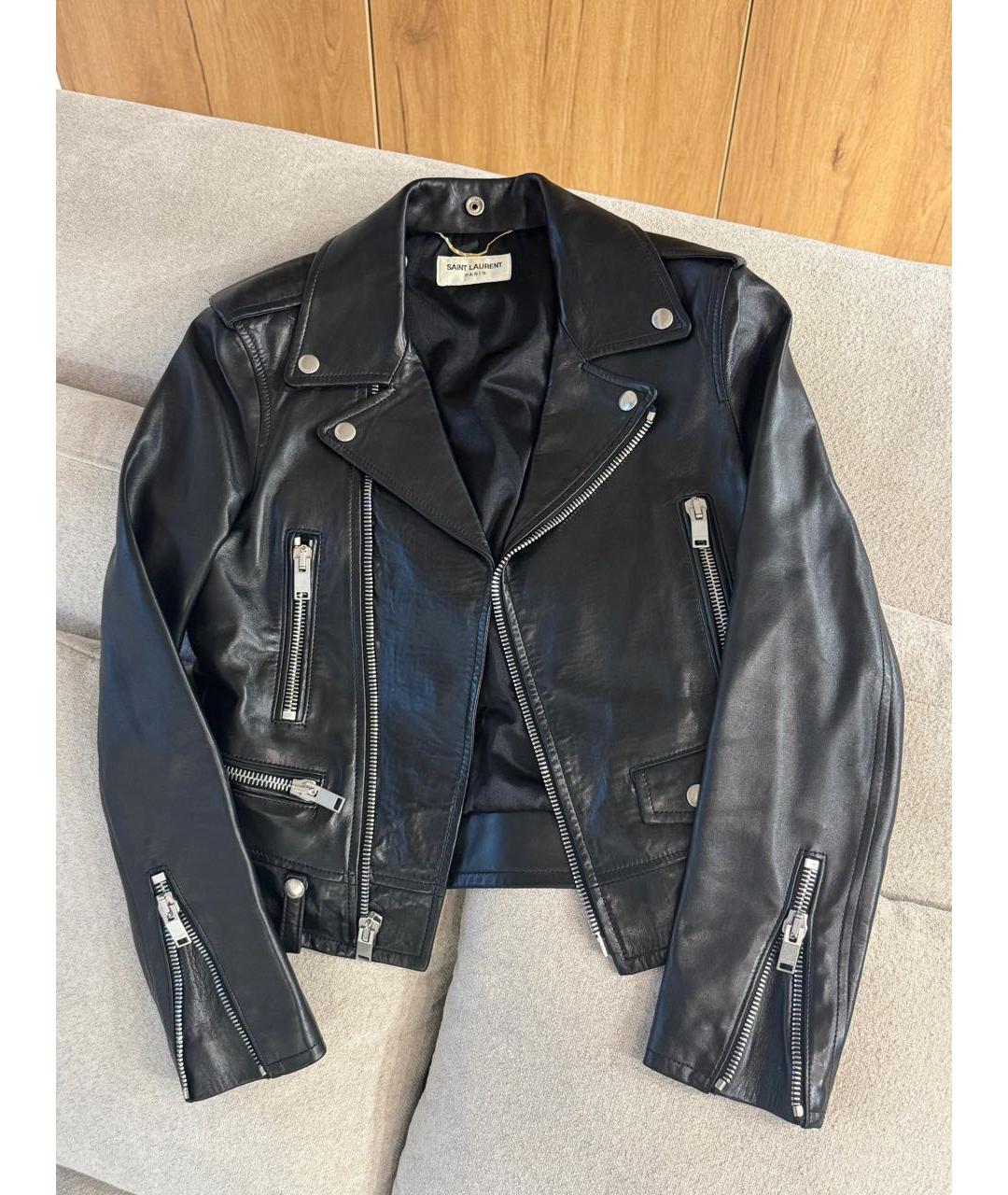 SAINT LAURENT Черная кожаная куртка, фото 3