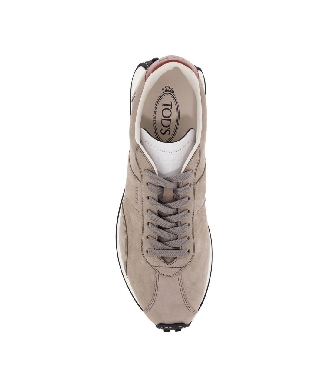 TOD'S Бежевые кожаные низкие кроссовки / кеды, фото 3