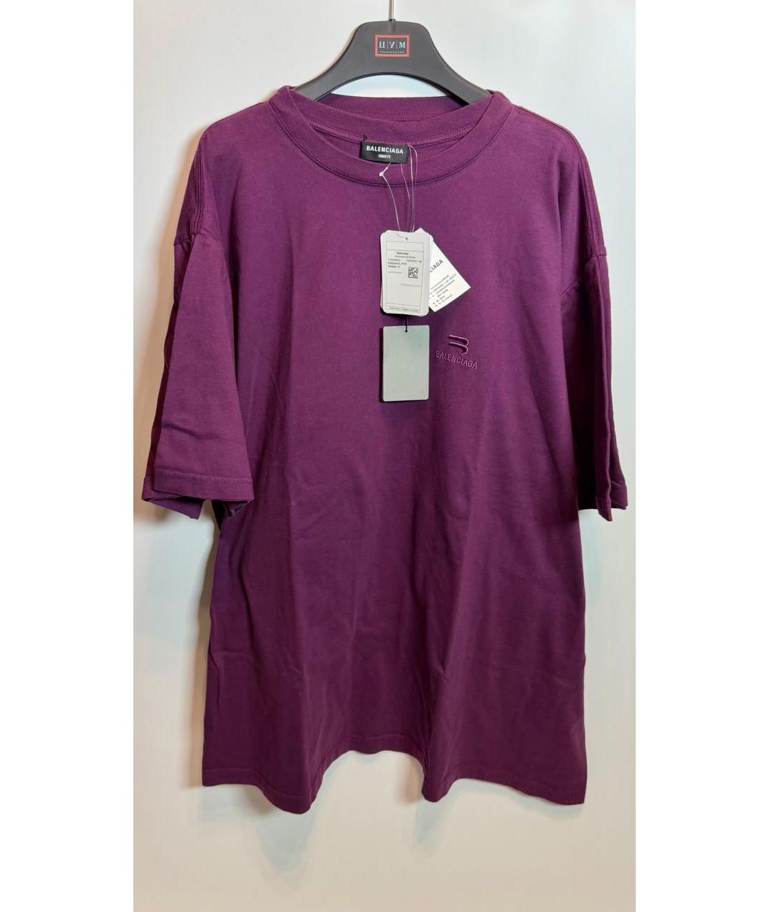 BALENCIAGA Фиолетовая хлопковая футболка, фото 7