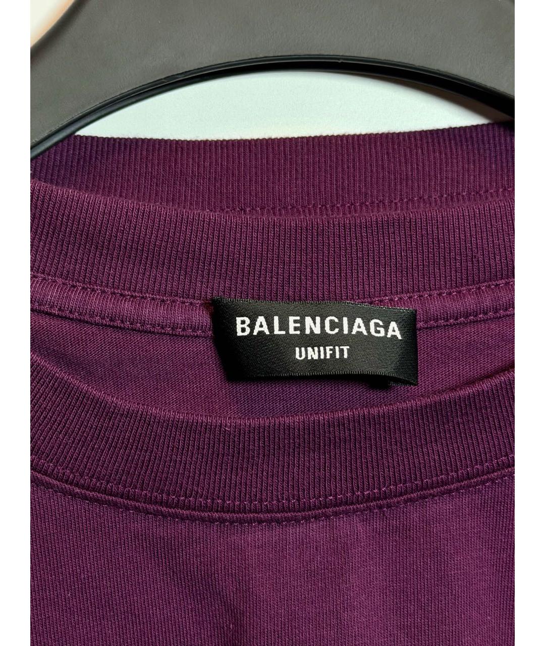 BALENCIAGA Фиолетовая хлопковая футболка, фото 5