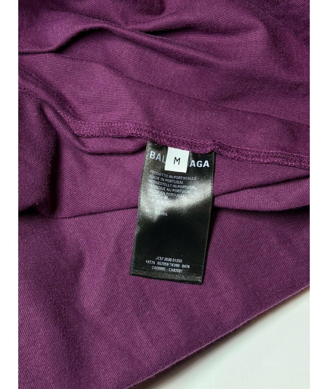 BALENCIAGA Фиолетовая хлопковая футболка, фото 4