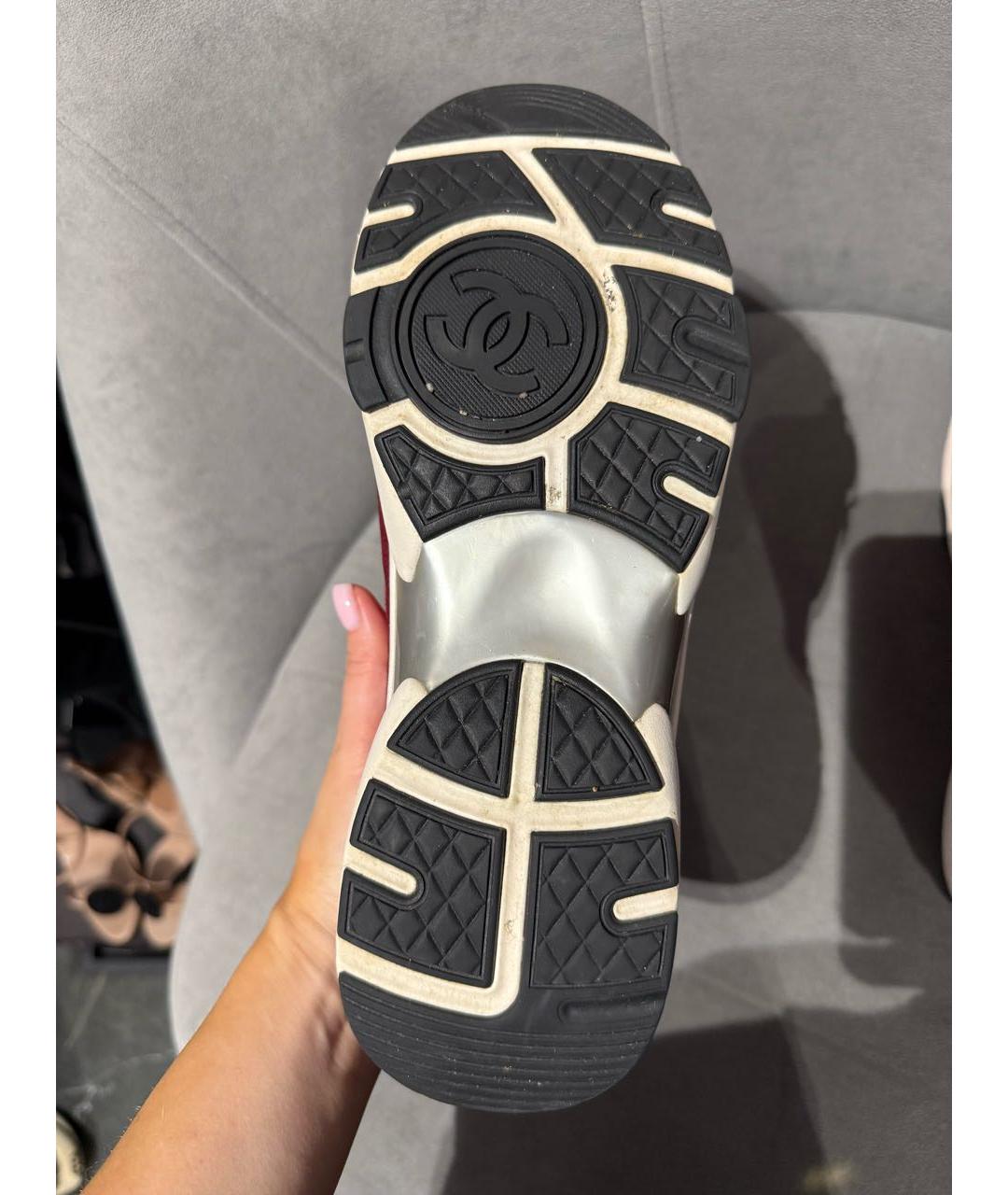 CHANEL Бордовые замшевые кроссовки, фото 6
