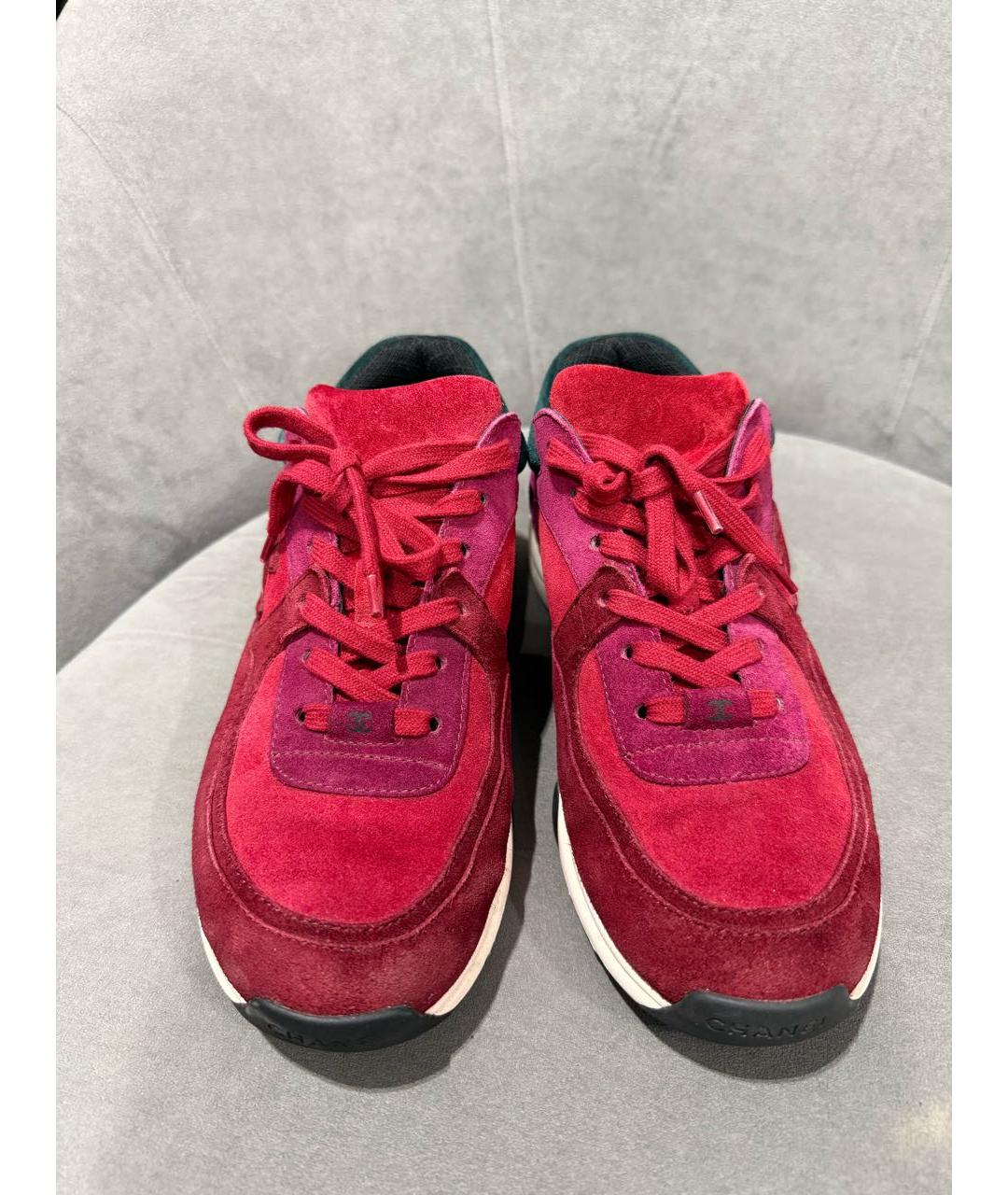 CHANEL Бордовые замшевые кроссовки, фото 2