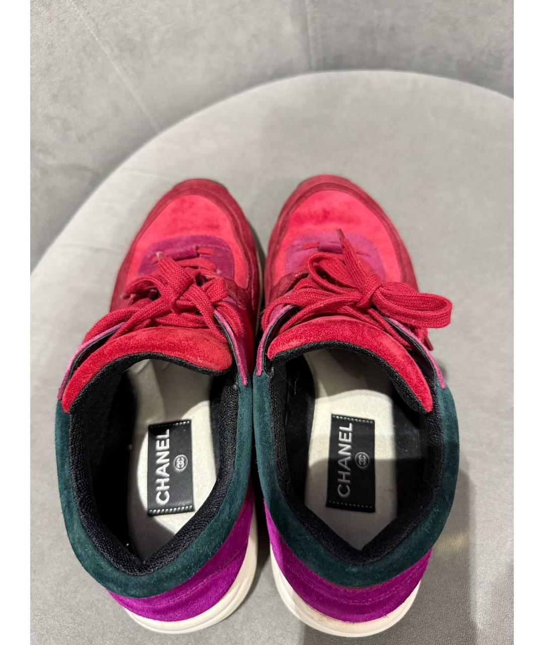 CHANEL Бордовые замшевые кроссовки, фото 5