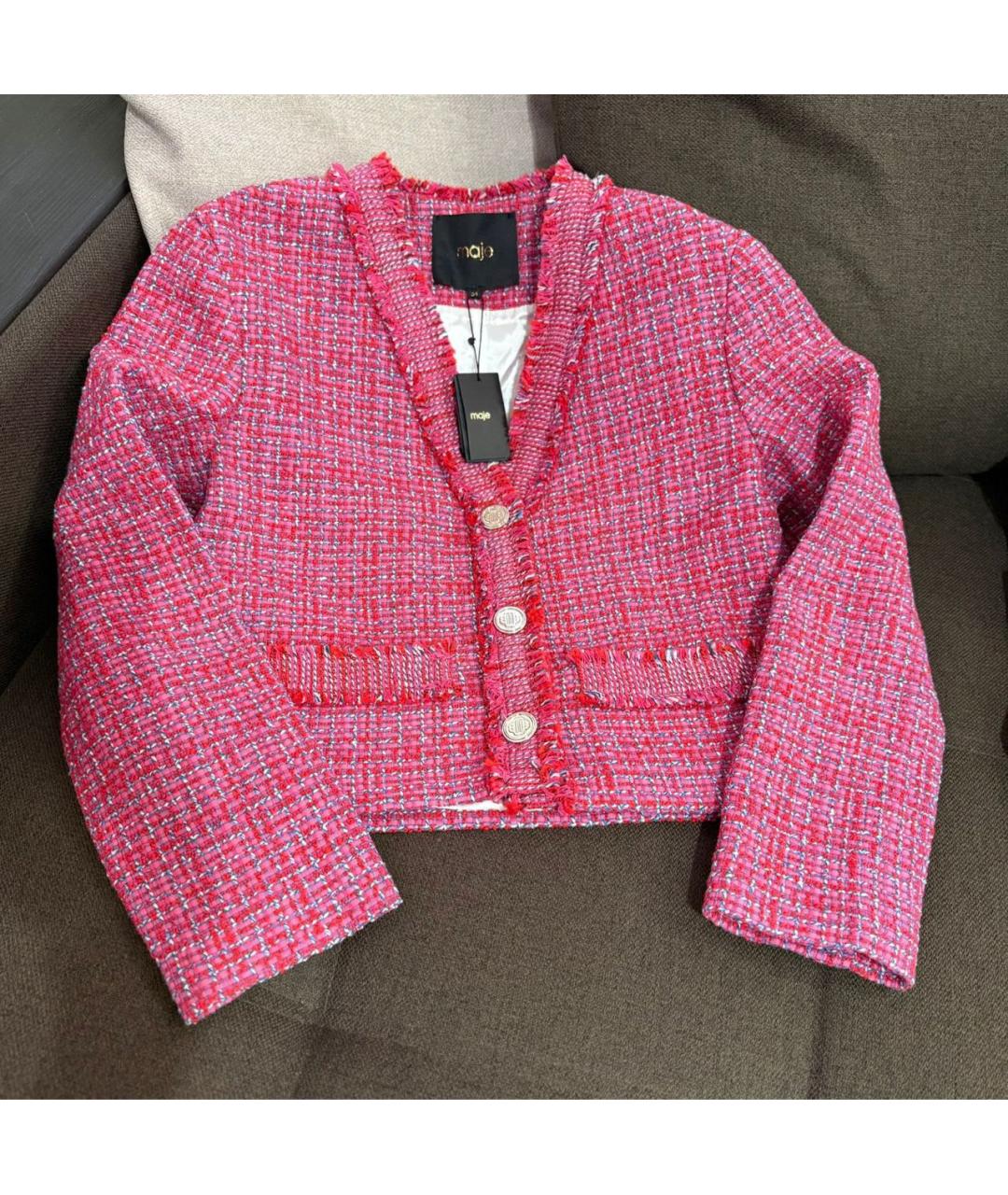 MAJE Розовый хлопковый жакет/пиджак, фото 7