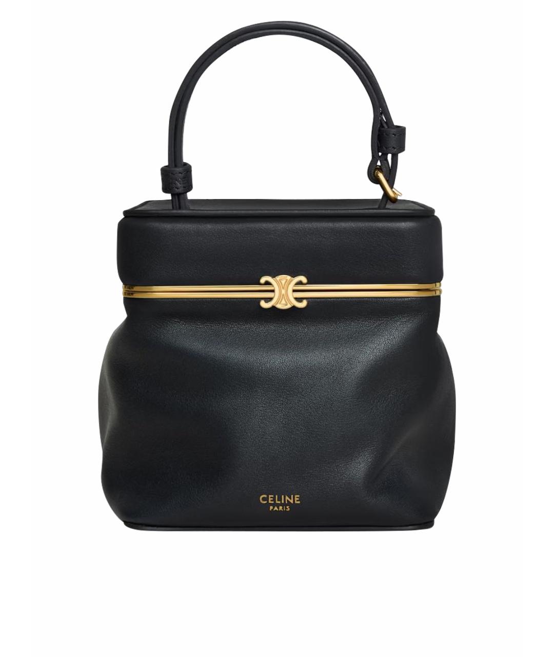 CELINE Черная сумка с короткими ручками из лакированной кожи, фото 1