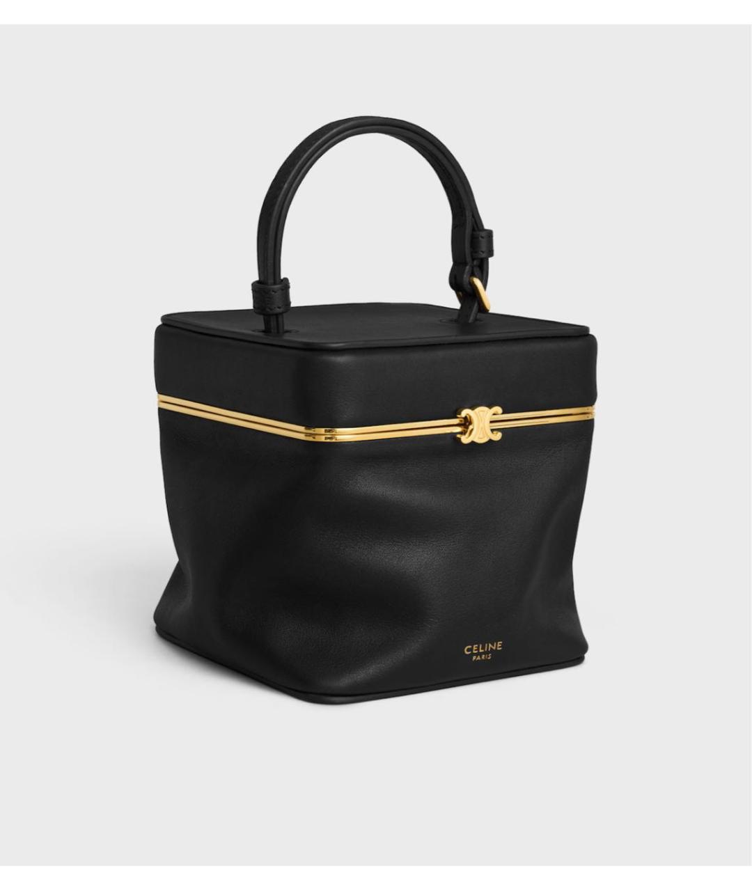 CELINE Черная сумка с короткими ручками из лакированной кожи, фото 2