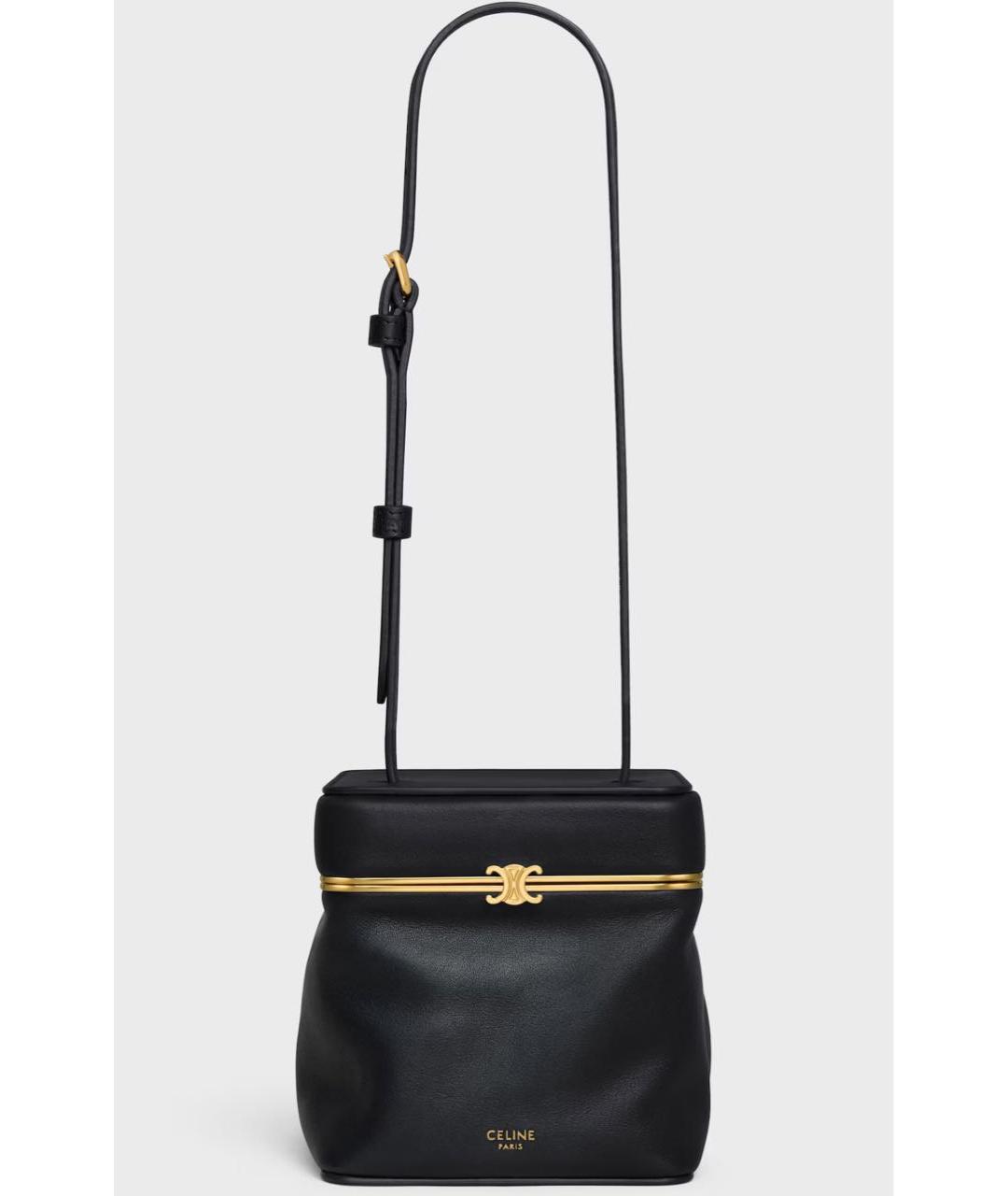 CELINE Черная сумка с короткими ручками из лакированной кожи, фото 3