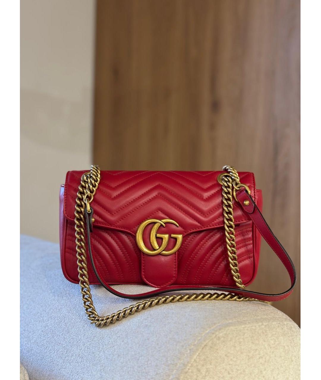 GUCCI Красная кожаная сумка через плечо, фото 2