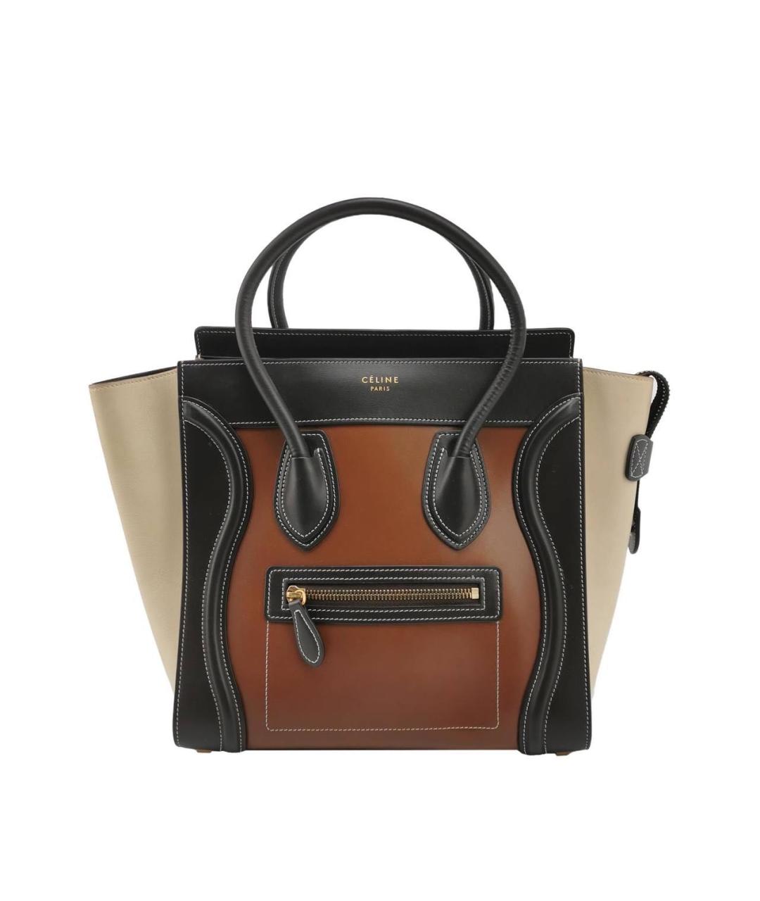 CELINE Коричневая кожаная сумка тоут, фото 9