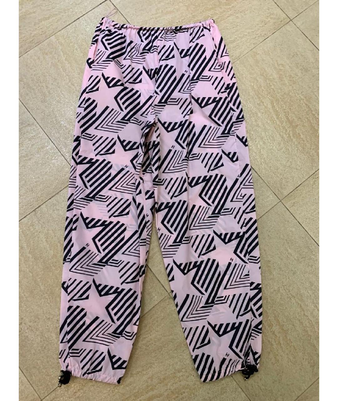 CHANEL Розовые полиамидовые брюки широкие, фото 2