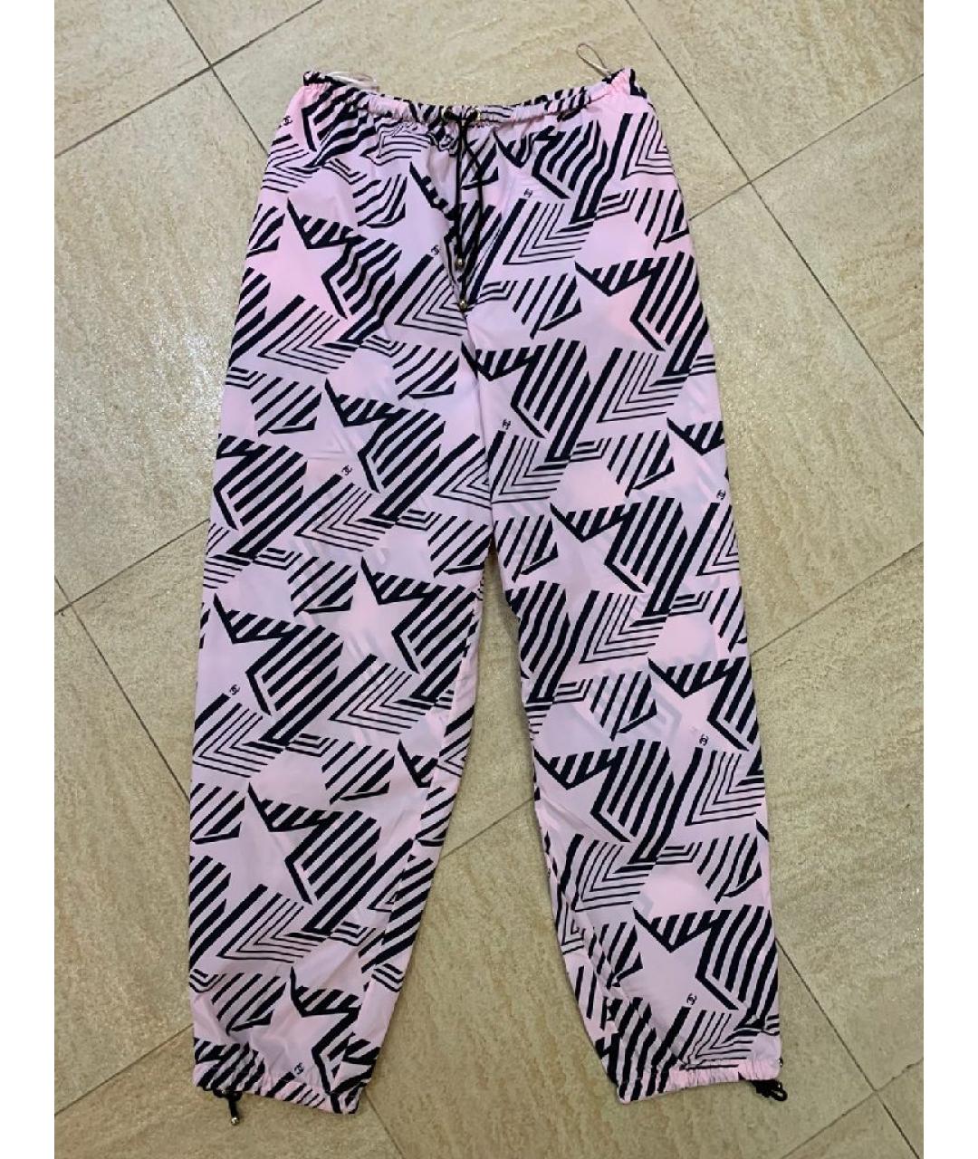 CHANEL Розовые полиамидовые брюки широкие, фото 10