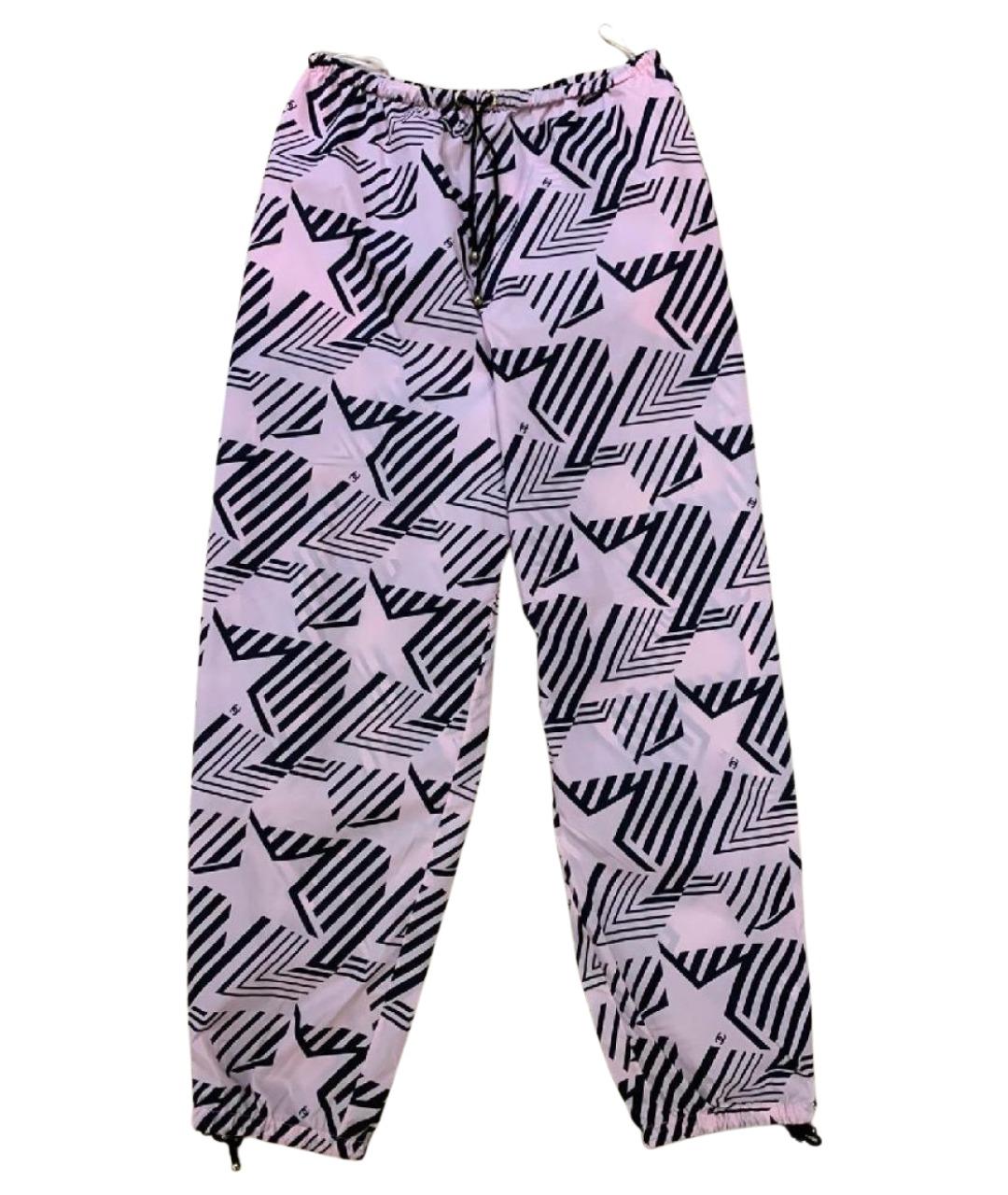 CHANEL Розовые полиамидовые брюки широкие, фото 1