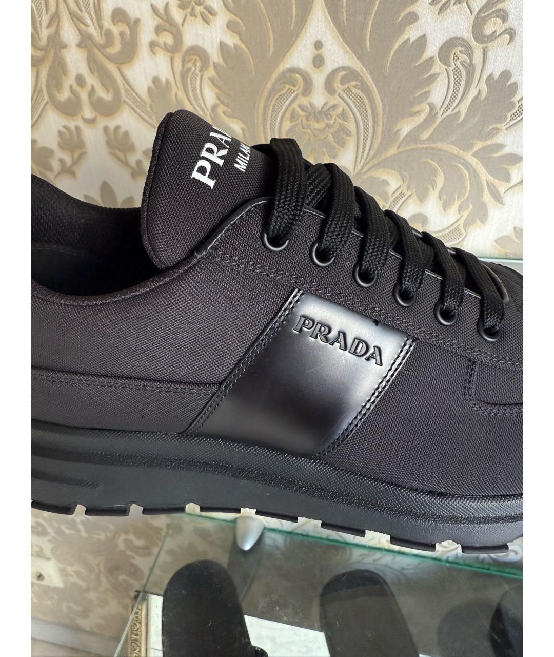 PRADA Черные текстильные низкие кроссовки / кеды, фото 2