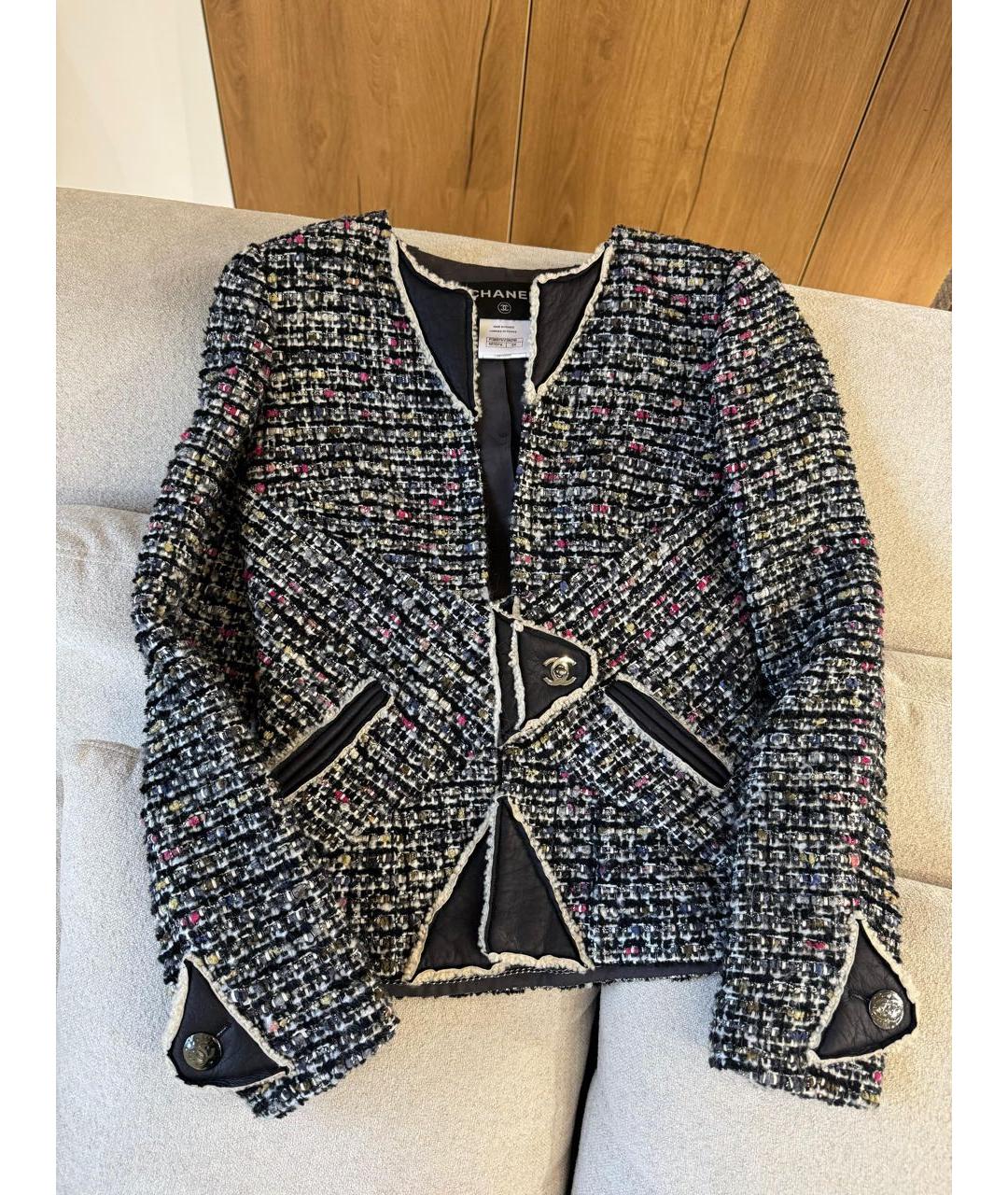 CHANEL Черный твидовый жакет/пиджак, фото 3