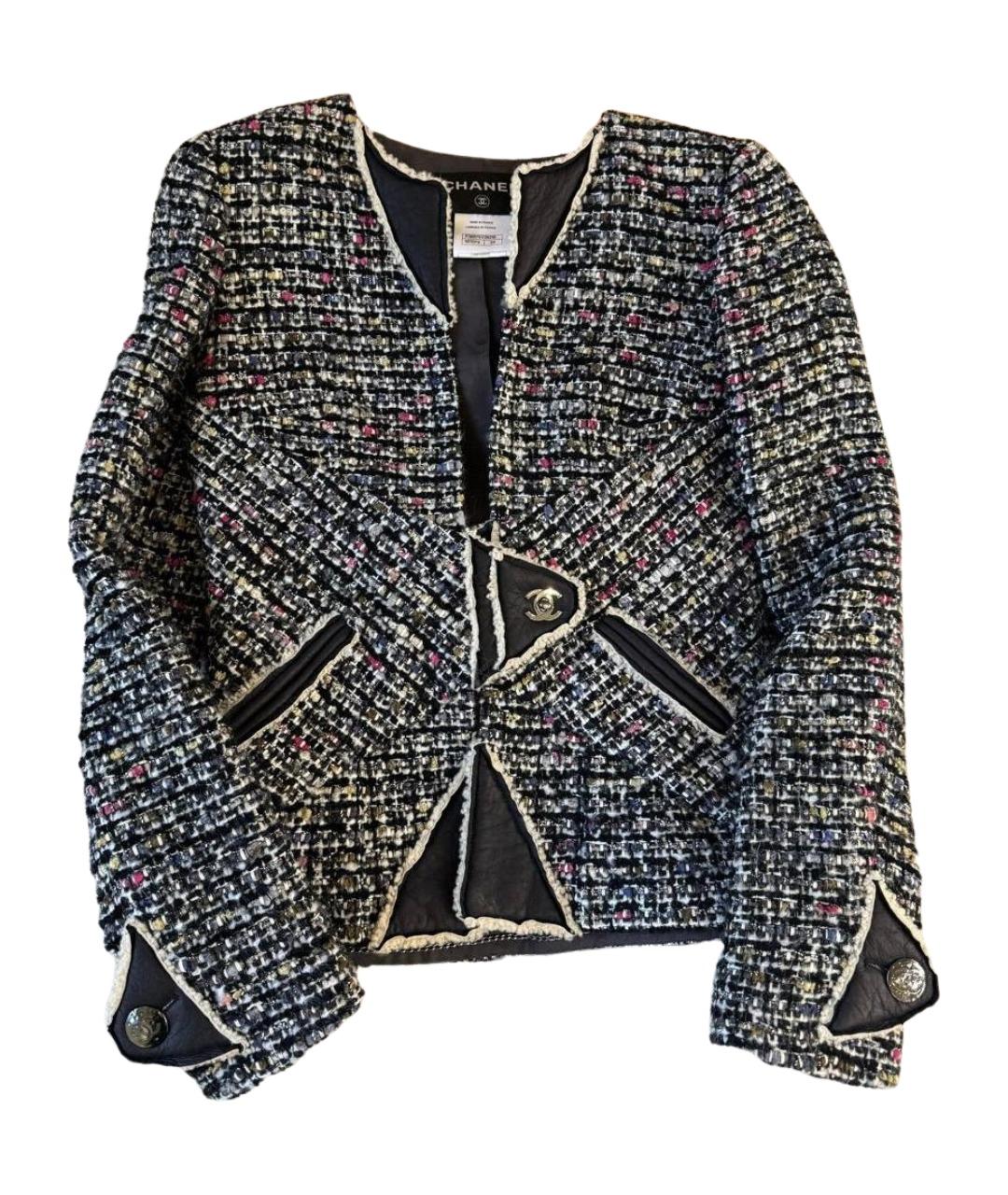 CHANEL Черный твидовый жакет/пиджак, фото 1