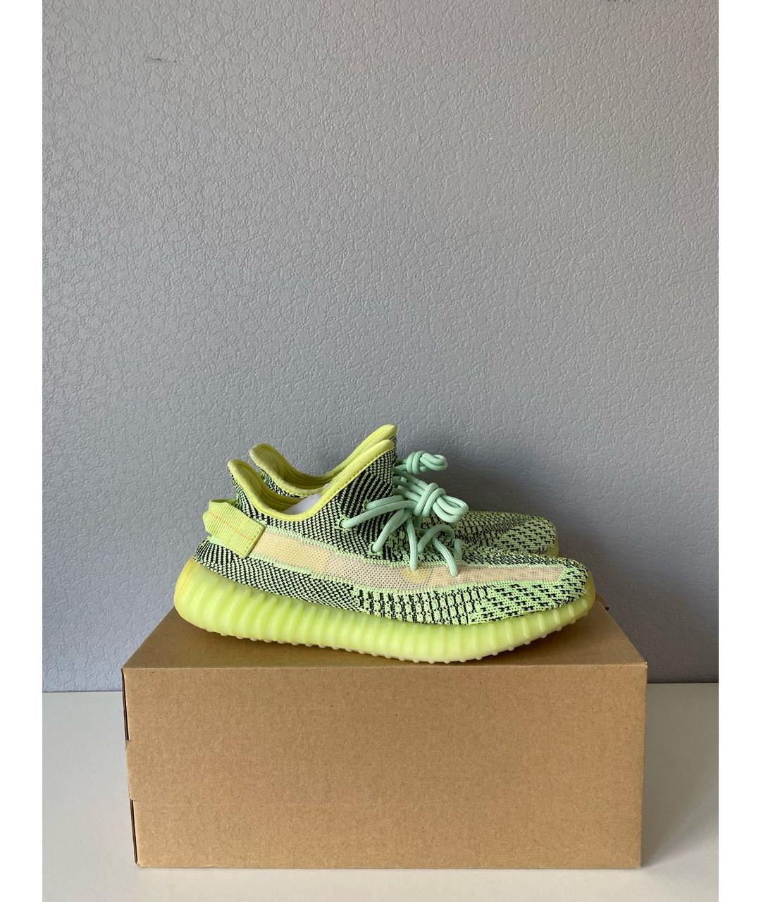 ADIDAS YEEZY Салатовые текстильные кроссовки, фото 4