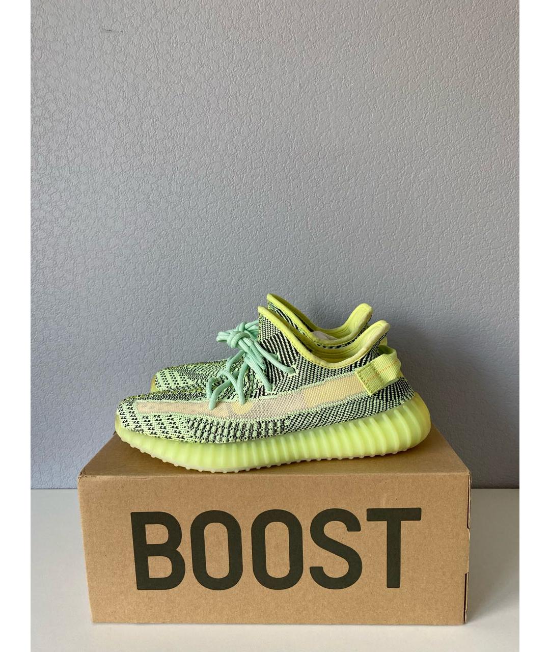 ADIDAS YEEZY Салатовые текстильные кроссовки, фото 3