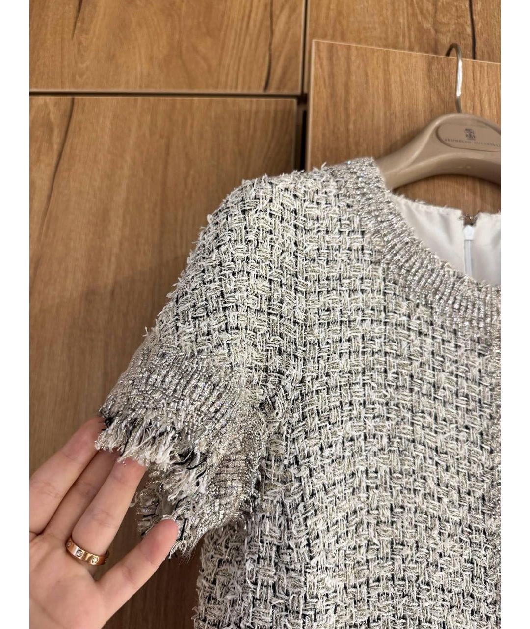 CHANEL Бежевое твидовое повседневное платье, фото 3