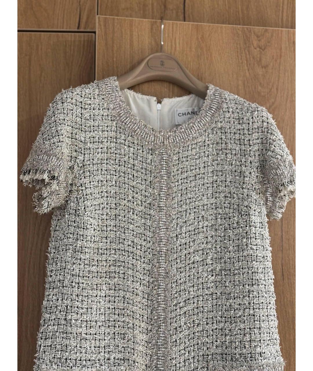 CHANEL Бежевое твидовое повседневное платье, фото 2