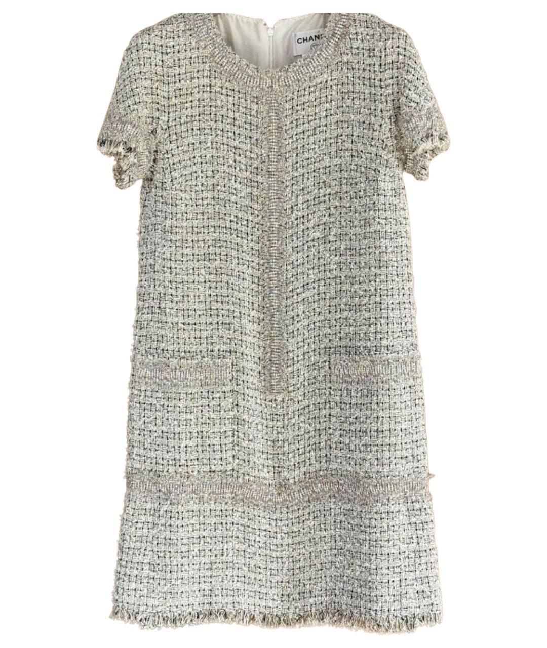 CHANEL Бежевое твидовое повседневное платье, фото 1