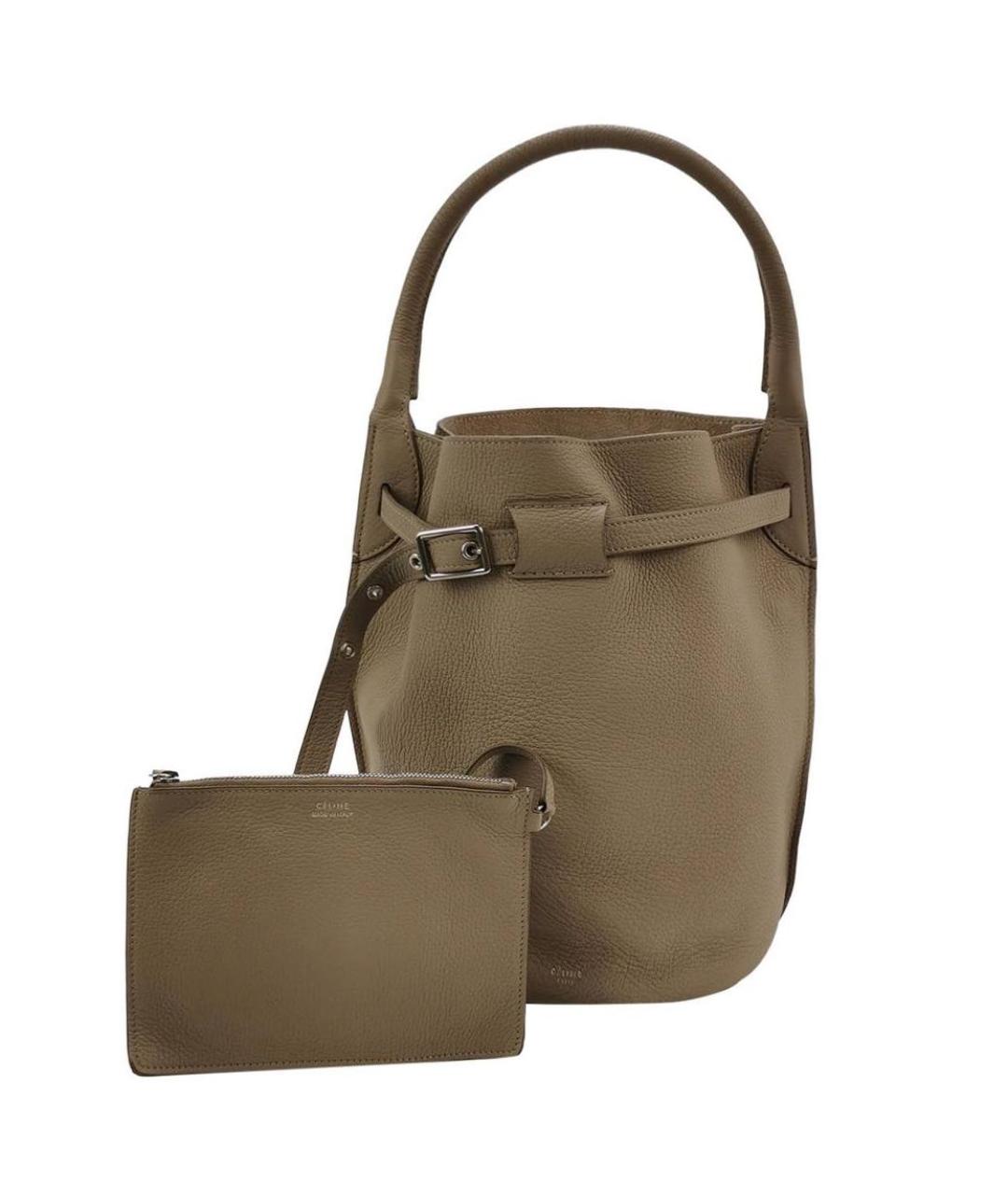 CELINE Хаки кожаная сумка через плечо, фото 9