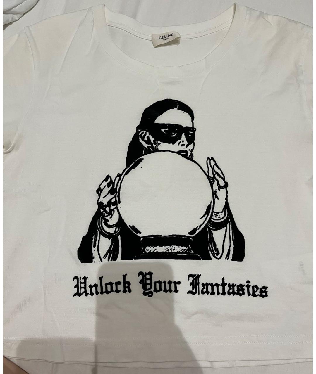 CELINE Белая хлопковая футболка, фото 2