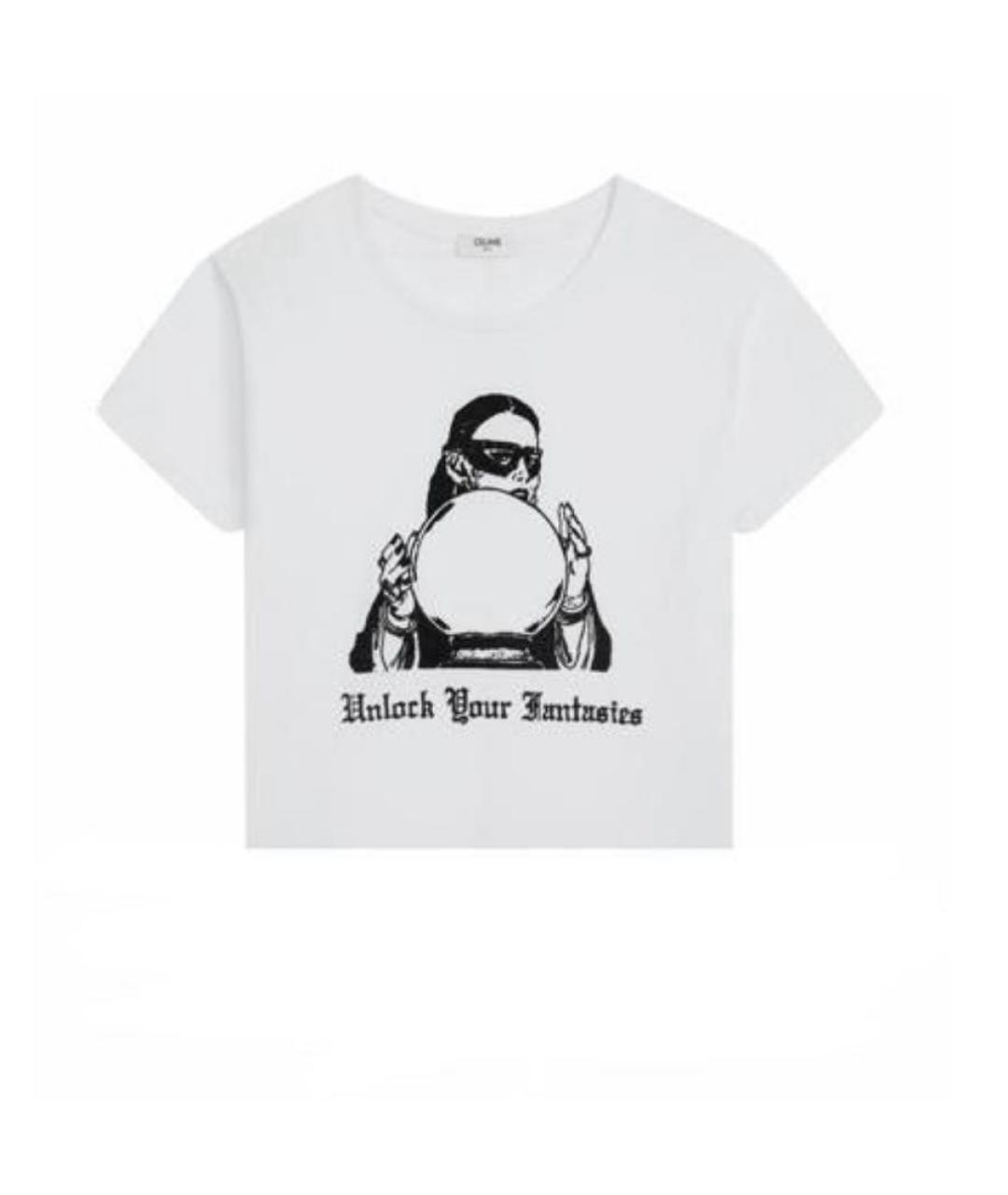 CELINE Белая хлопковая футболка, фото 1