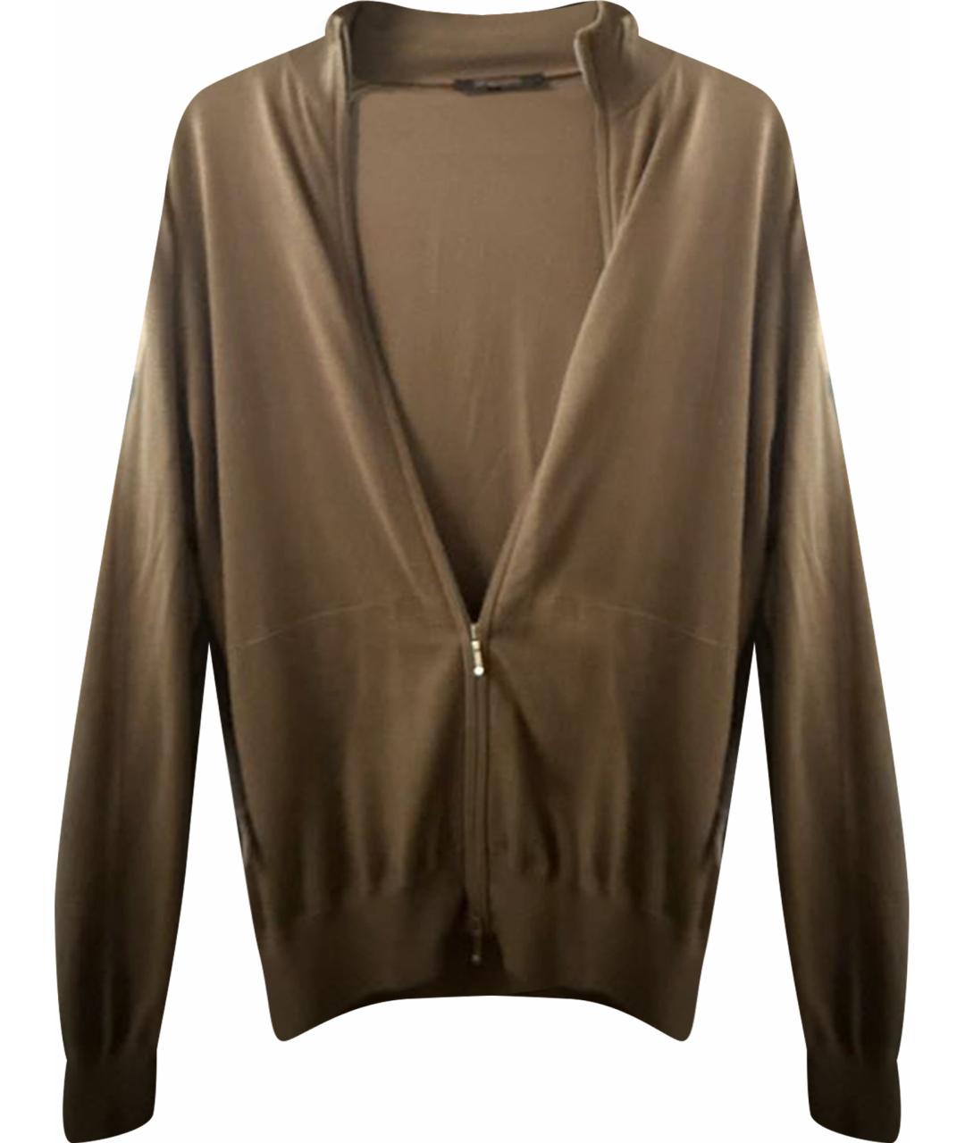 LORO PIANA Хаки шерстяной кардиган, фото 1