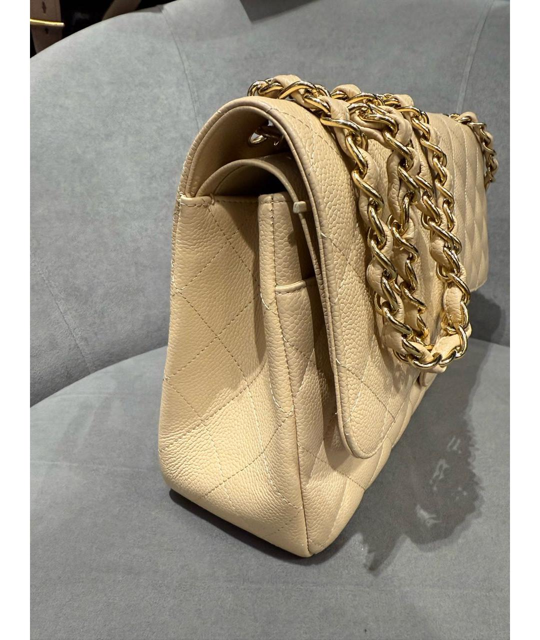 CHANEL Бежевая кожаная сумка через плечо, фото 4