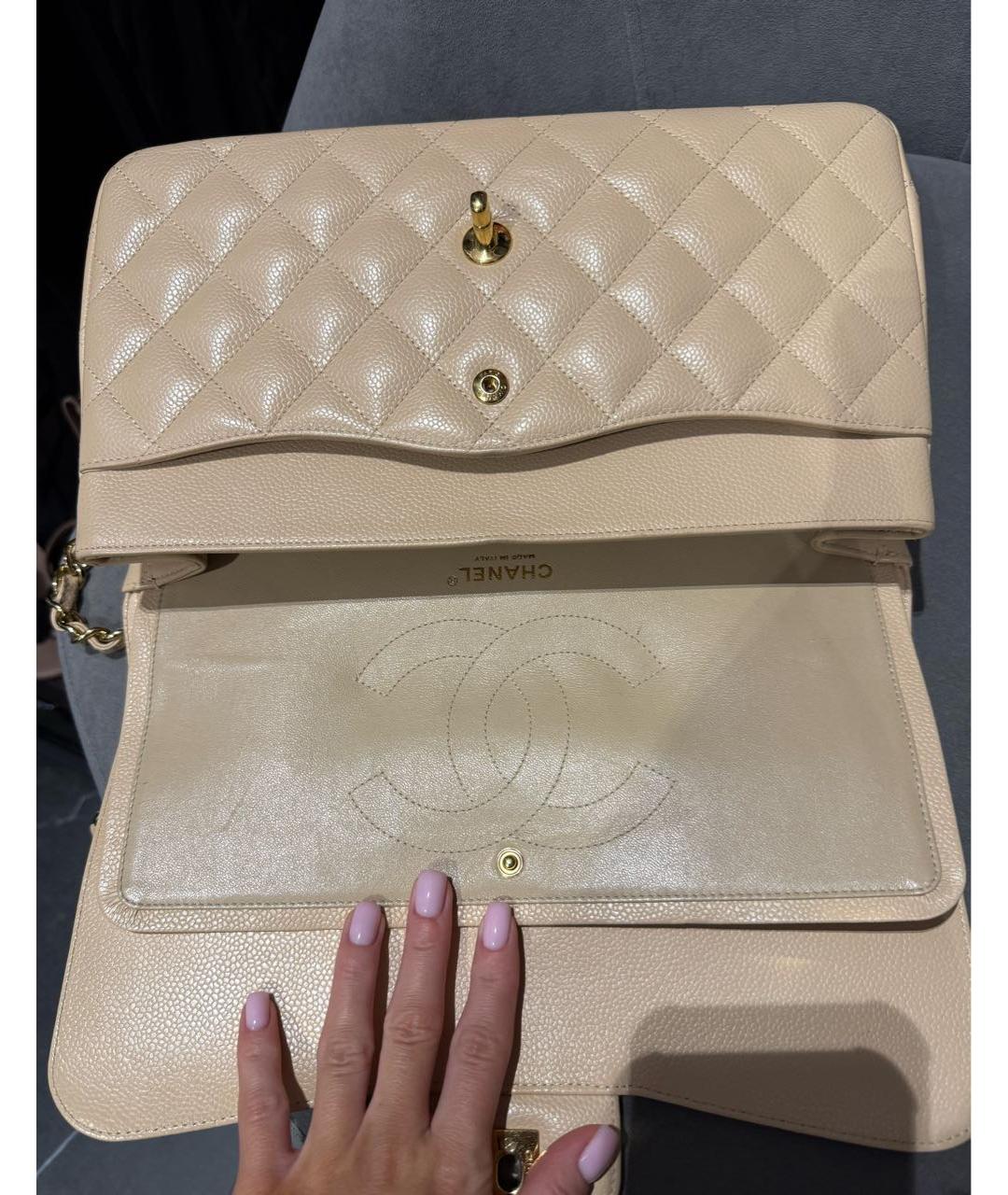 CHANEL Бежевая кожаная сумка через плечо, фото 8