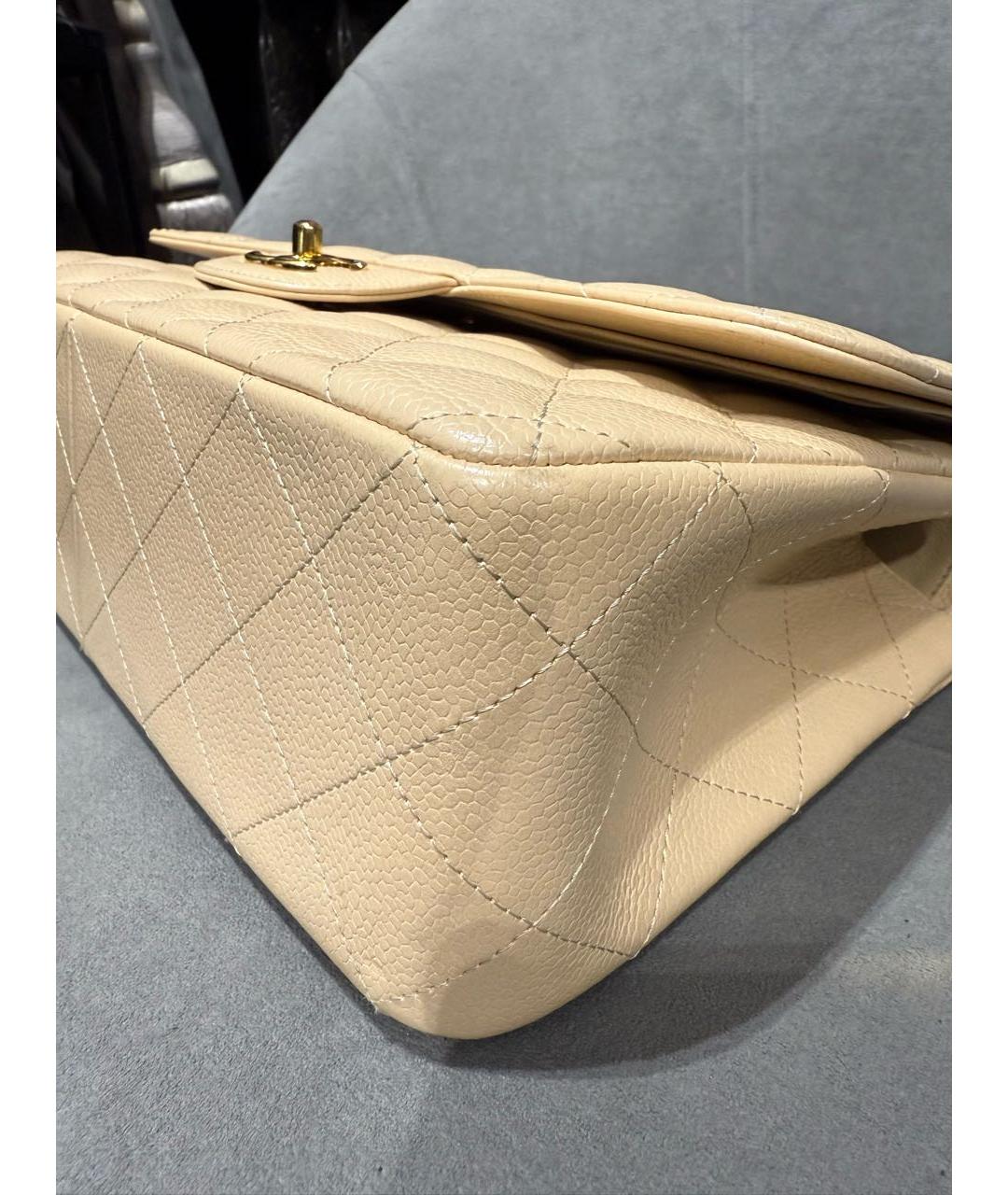 CHANEL Бежевая кожаная сумка через плечо, фото 6