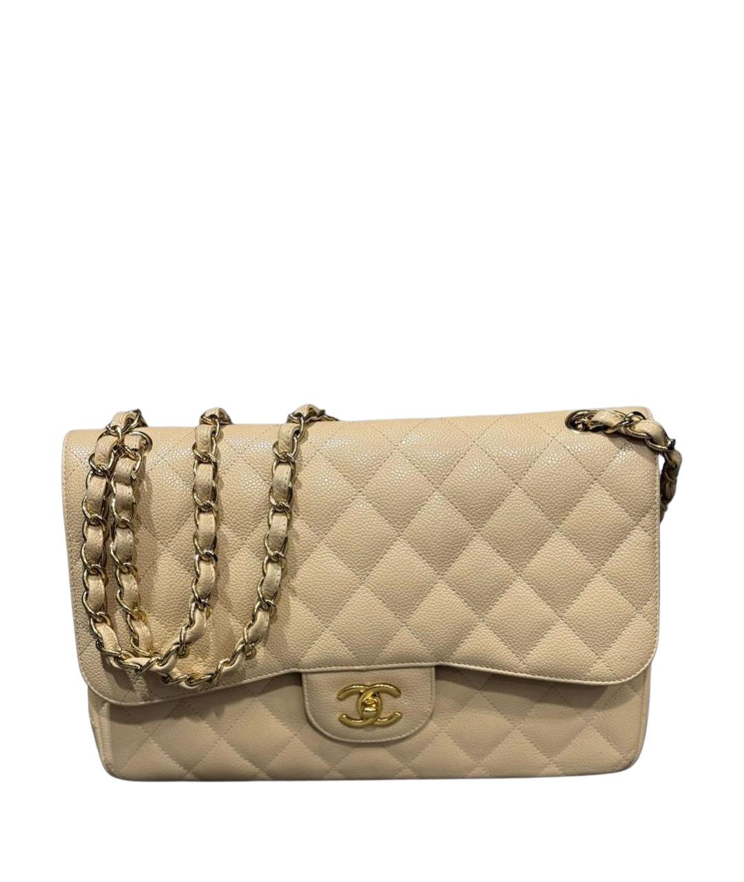 CHANEL Бежевая кожаная сумка через плечо, фото 1