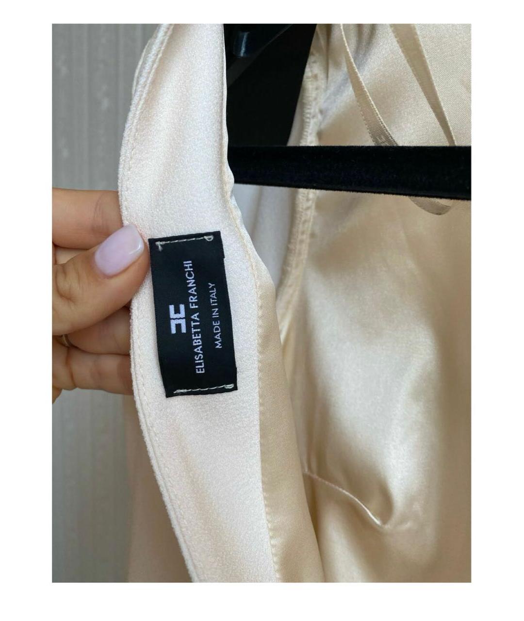 ELISABETTA FRANCHI Белое полиэстеровое коктейльное платье, фото 4