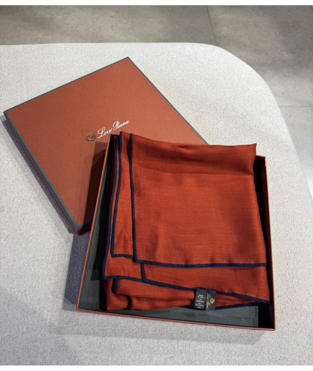 LORO PIANA Коричневый кашемировый платок, фото 2