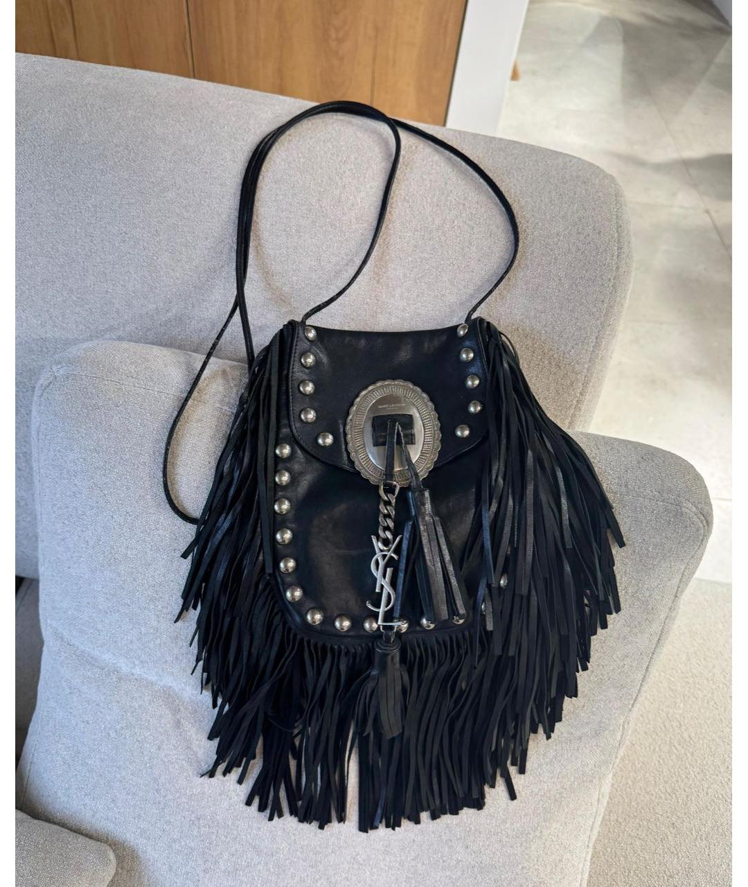 SAINT LAURENT Черная кожаная сумка через плечо, фото 3