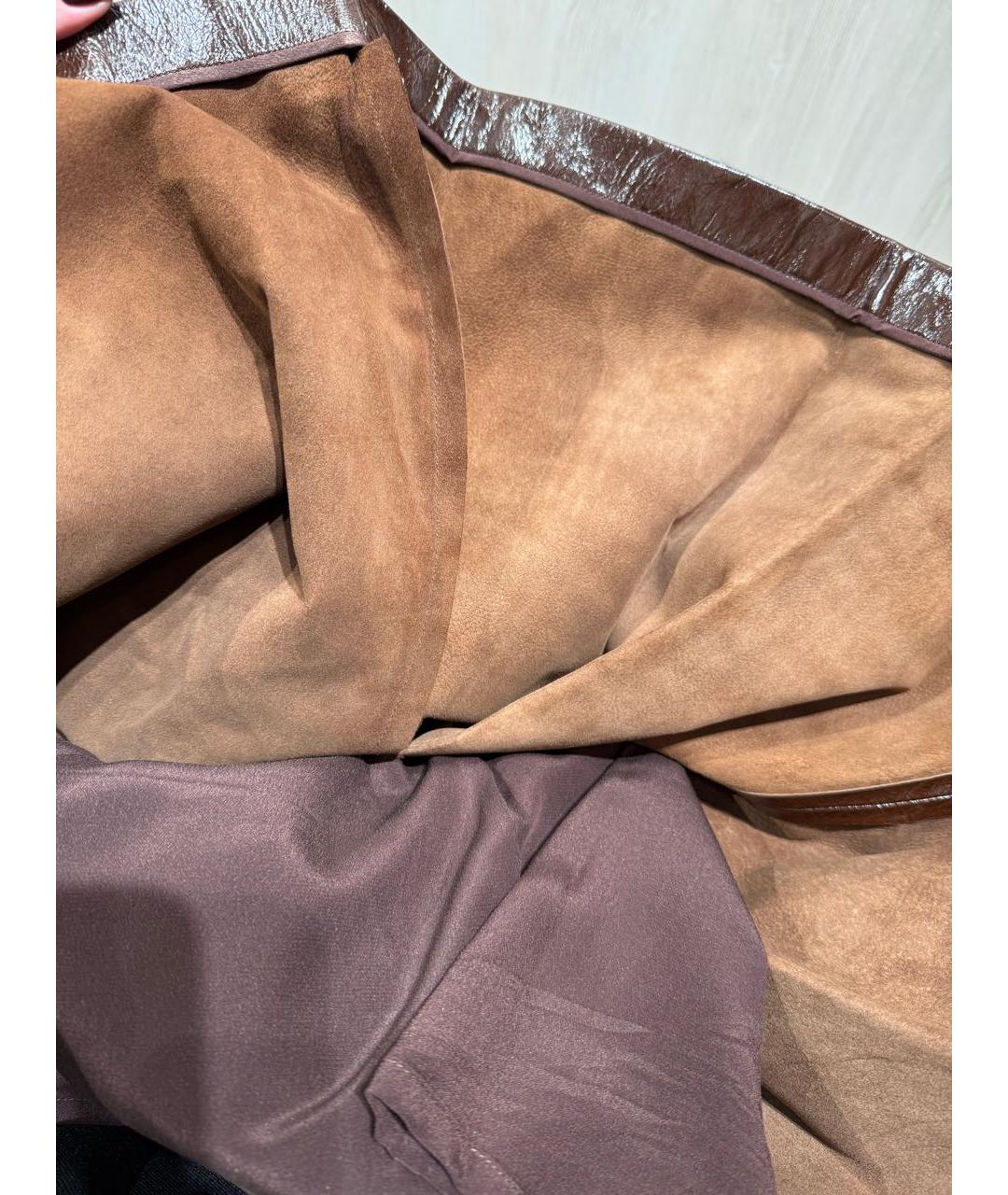 GUCCI Коричневая кожаная юбка миди, фото 4