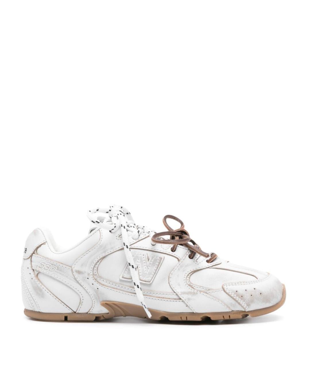 MIU MIU Белые кожаные кроссовки, фото 1