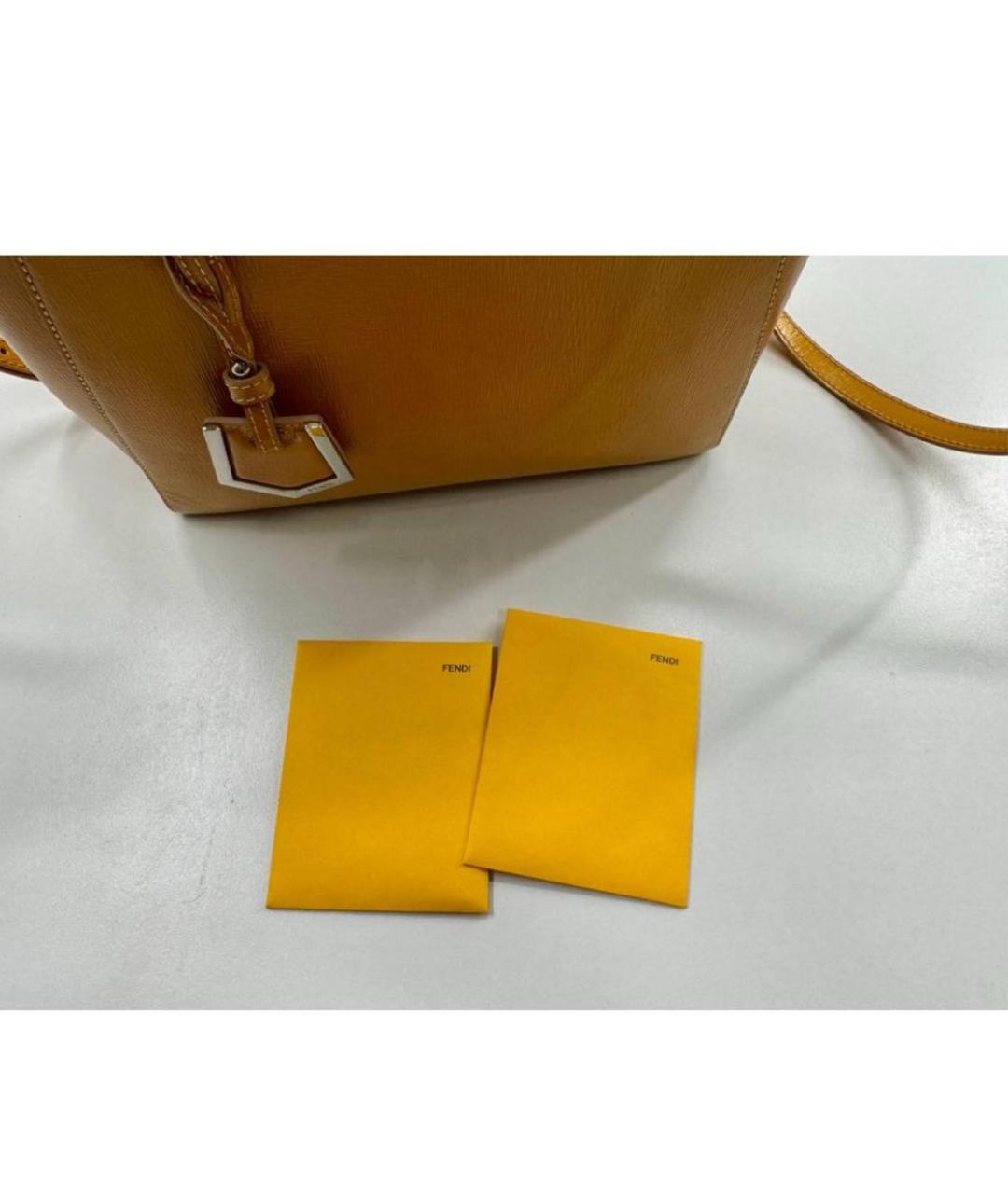 FENDI Горчичная сумка с короткими ручками из лакированной кожи, фото 4