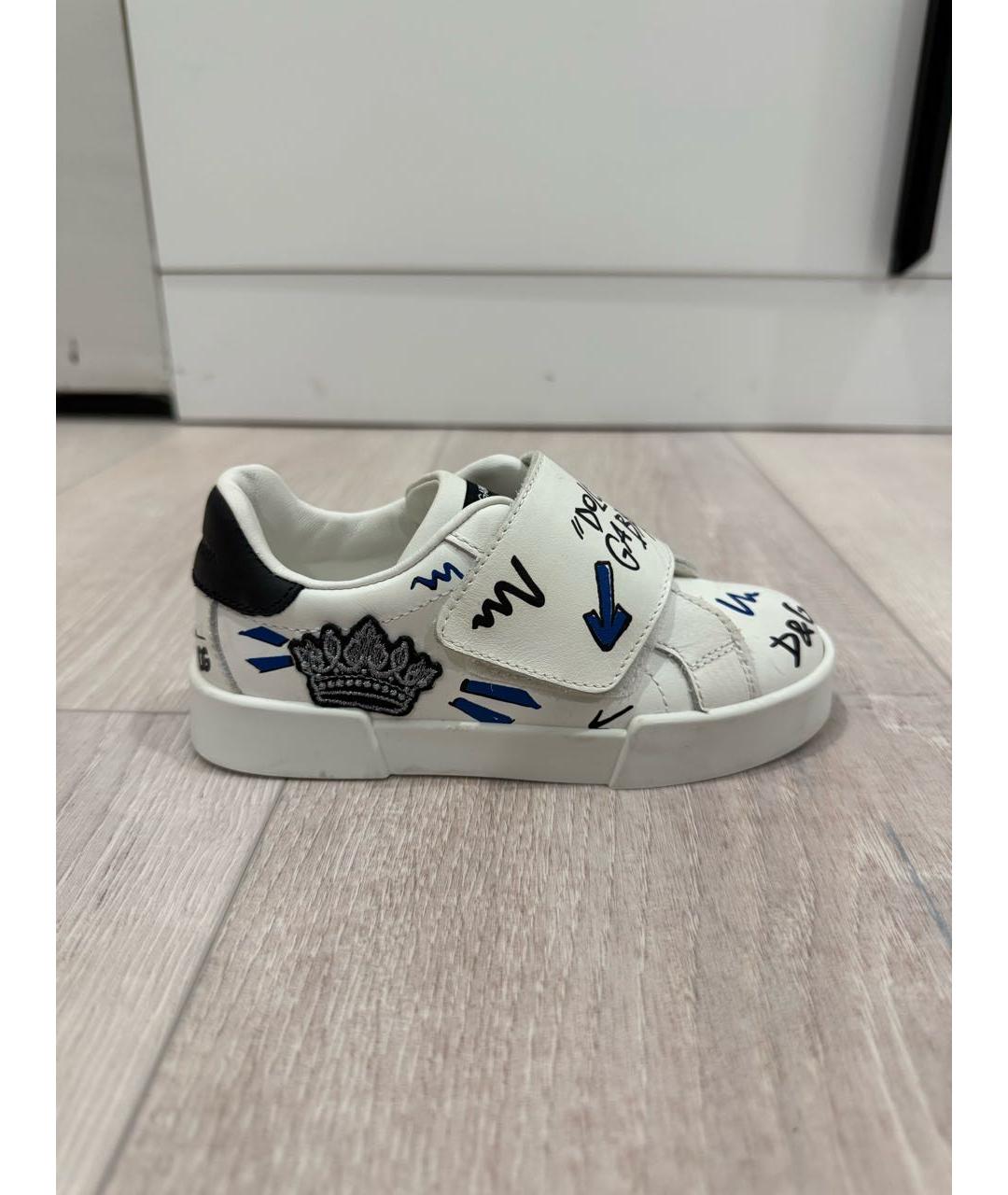 DOLCE&GABBANA Белые кожаные кеды, фото 6