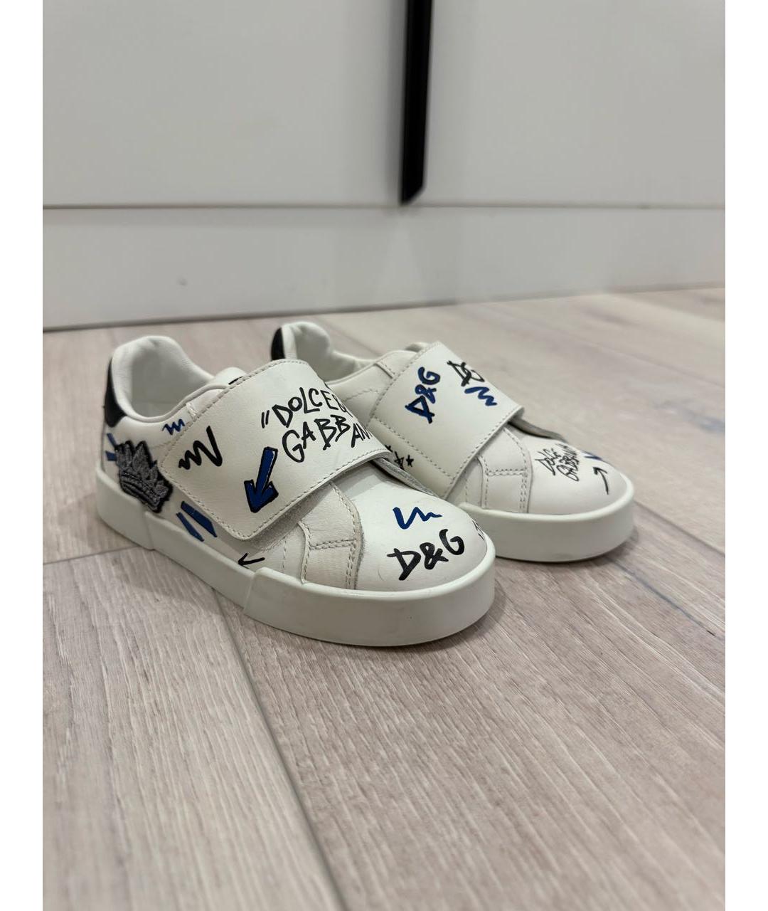 DOLCE&GABBANA Белые кожаные кеды, фото 5