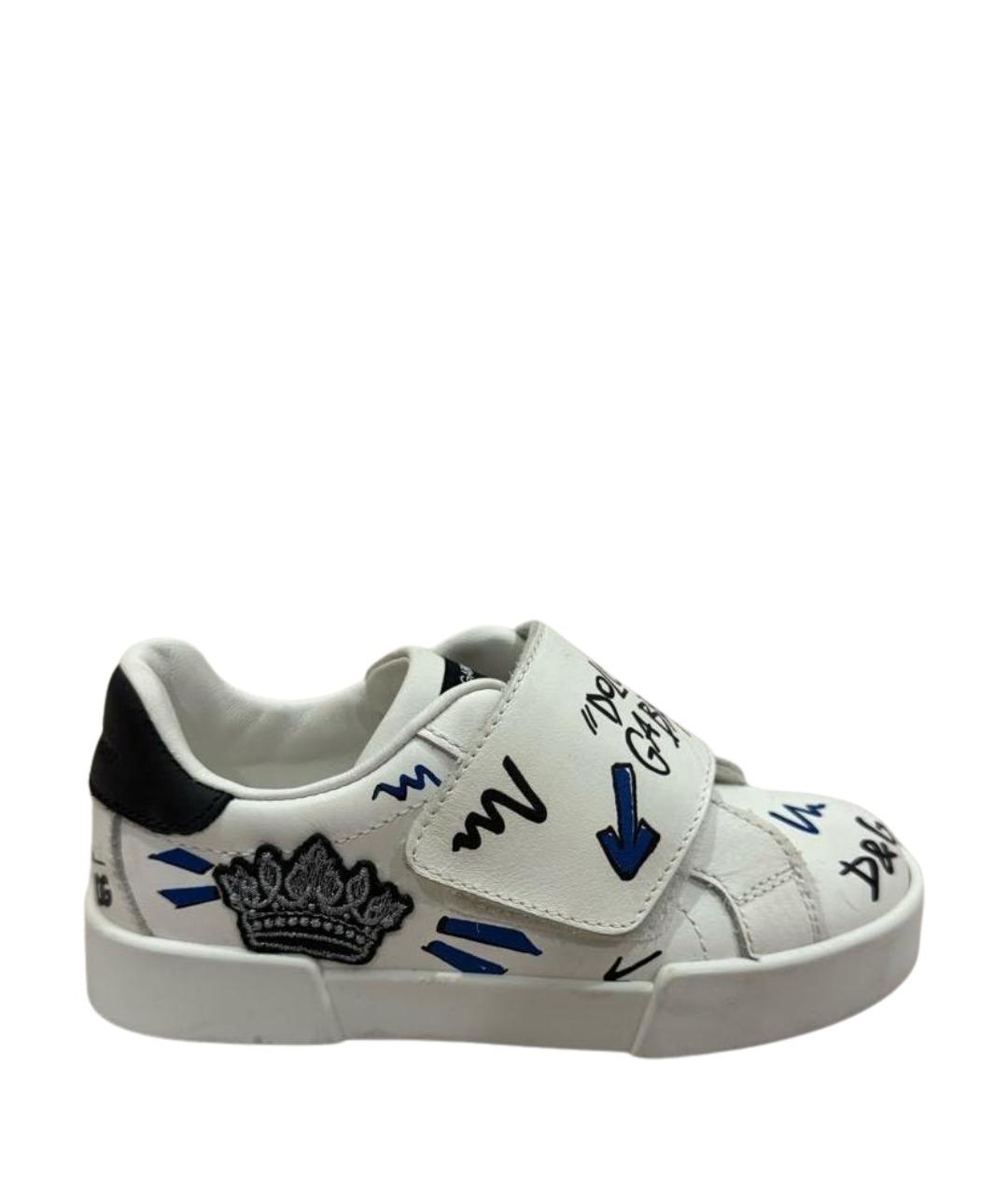 DOLCE&GABBANA Белые кожаные кеды, фото 1