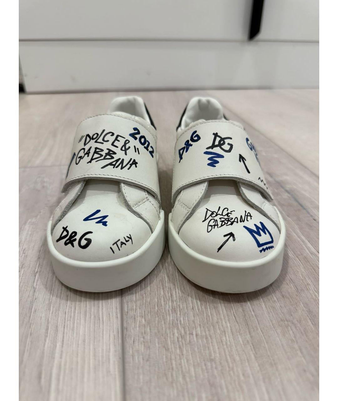 DOLCE&GABBANA Белые кожаные кеды, фото 2