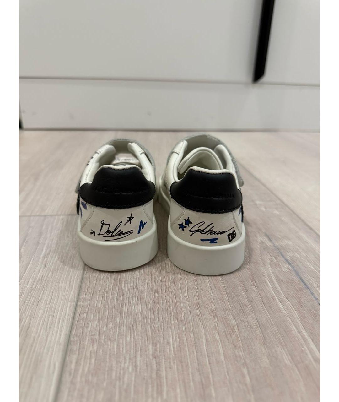 DOLCE&GABBANA Белые кожаные кеды, фото 4