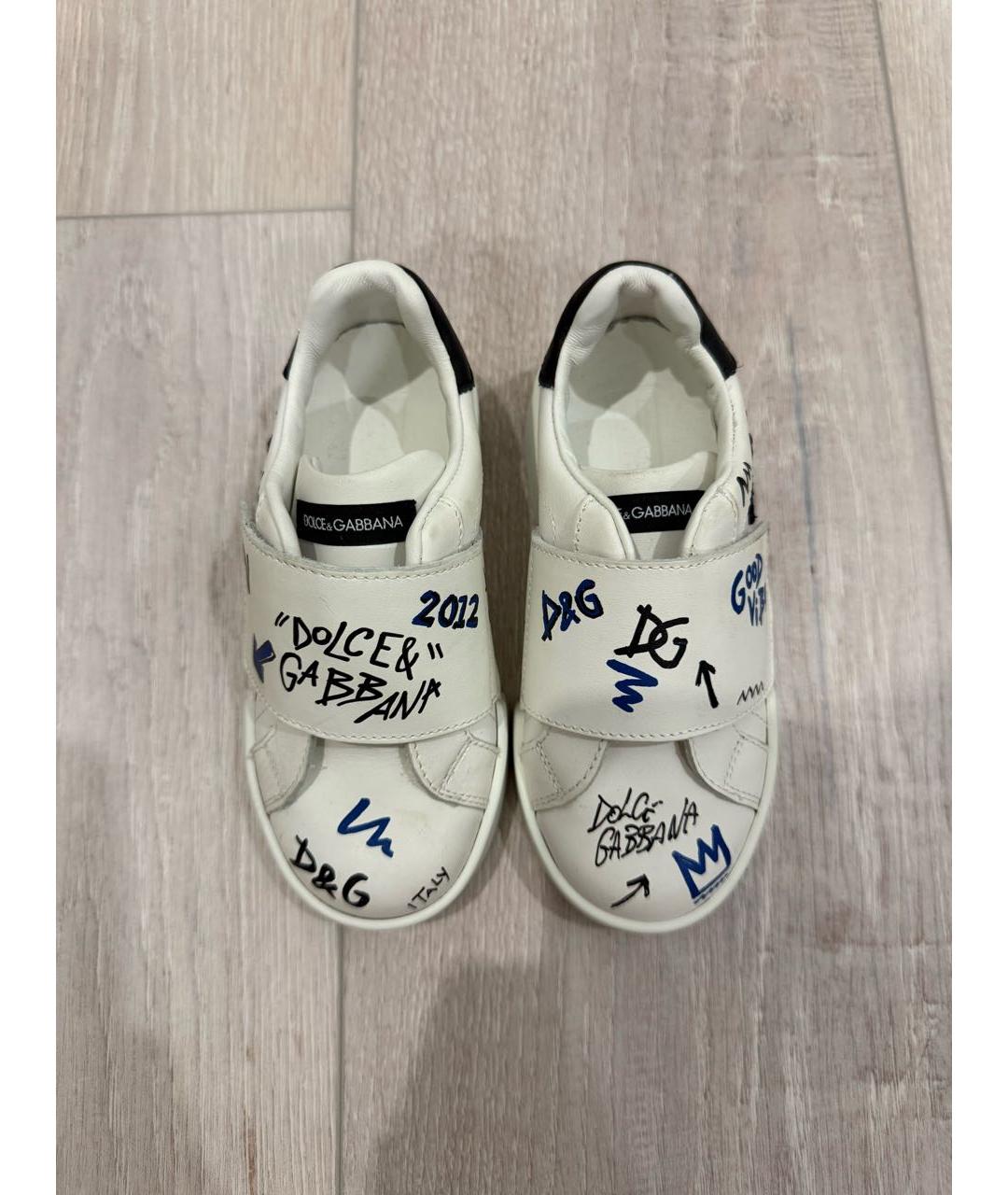 DOLCE&GABBANA Белые кожаные кеды, фото 3