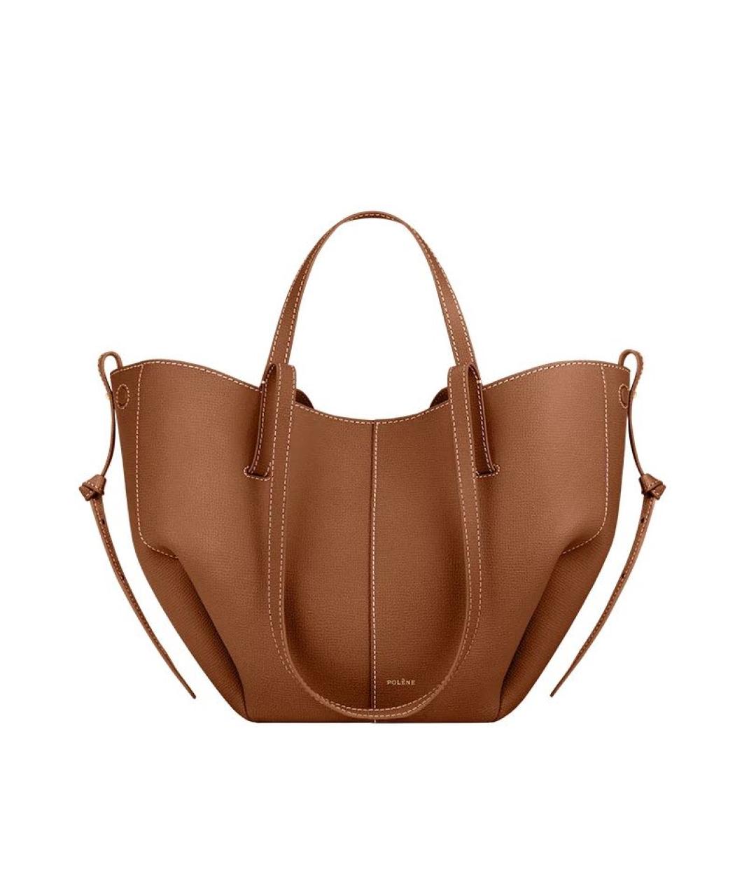 POLENE Коричневая кожаная сумка тоут, фото 5